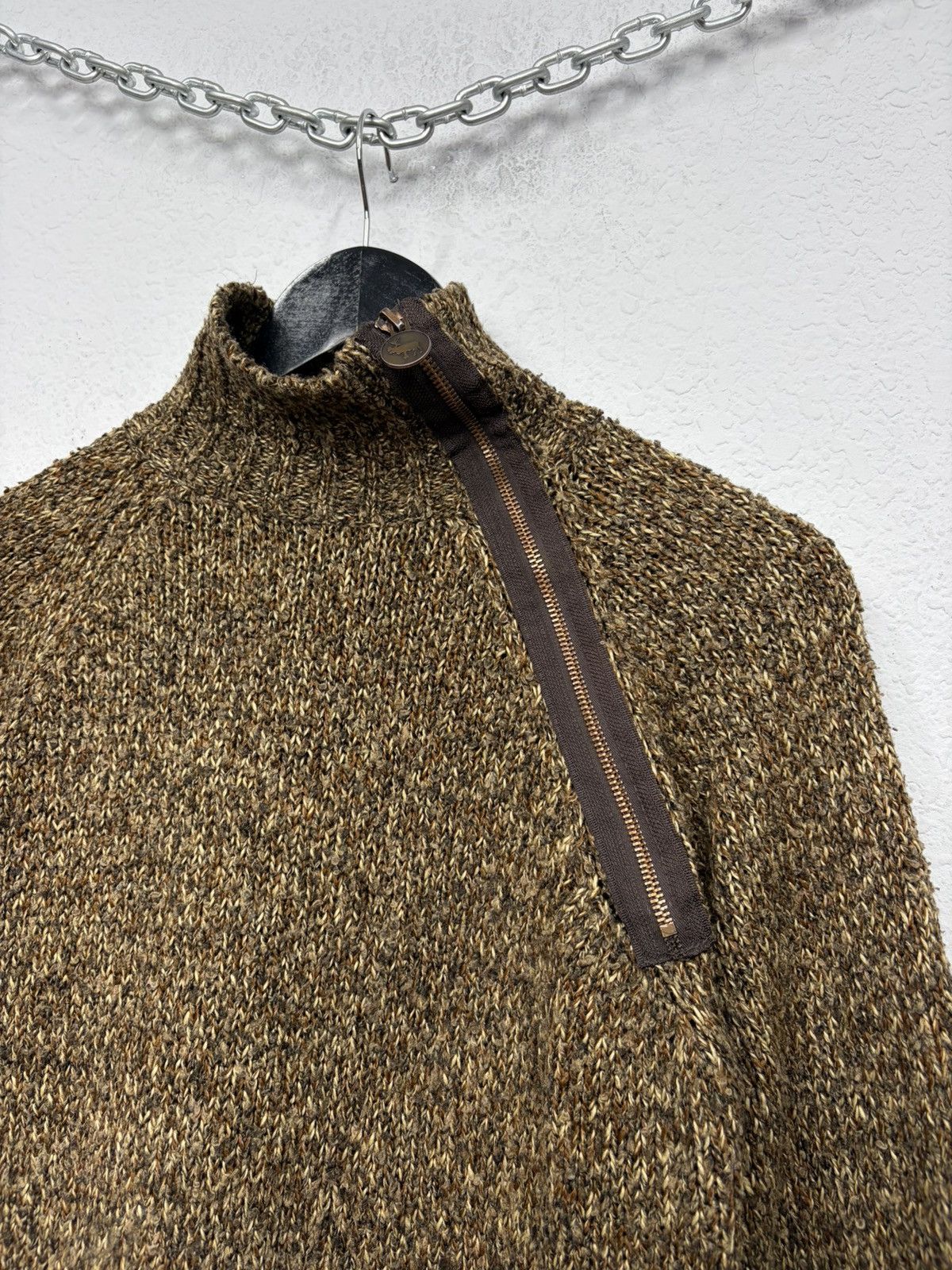 If Six Was Nine Asymmetric Rick Owens Vibe Zip High-Neck Knit Sweater Y2K Size US M / EU 48-50 / 2 - 8 Thumbnail