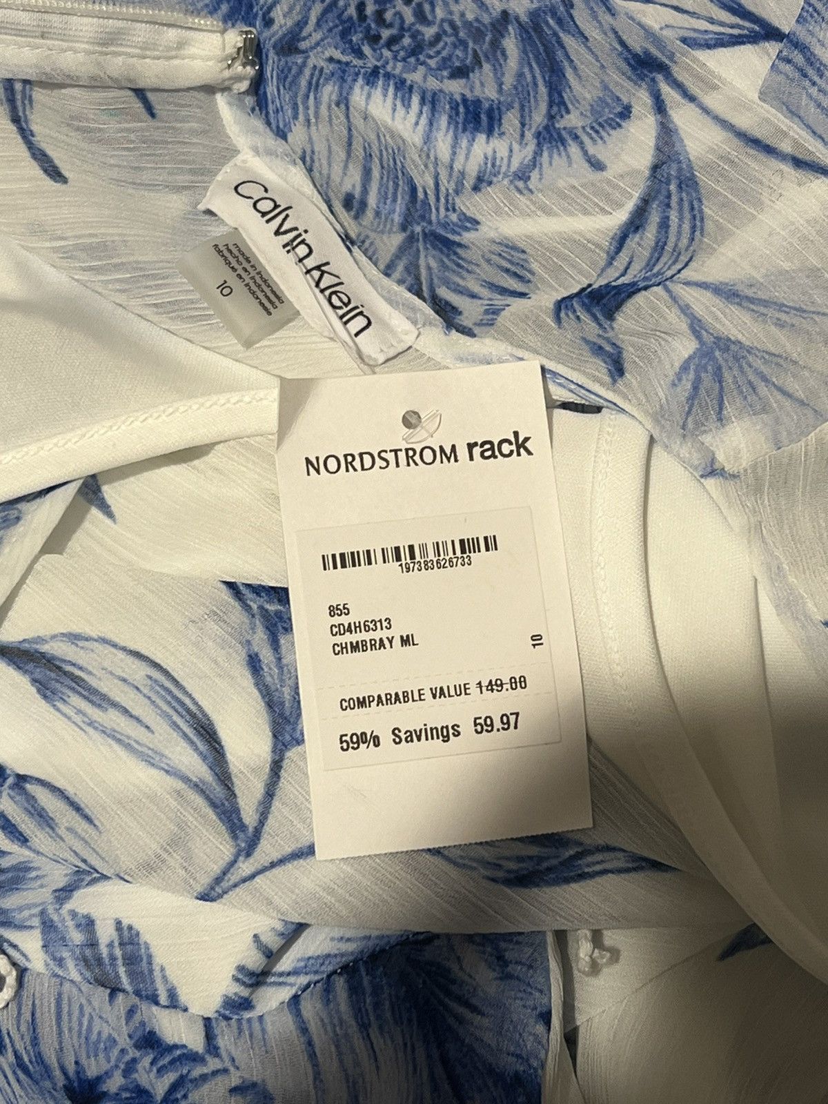 Calvin Klein NWT Calvin Klein size 10 blue and white floral dress. Size L / US 10 / IT 46 - 3 Thumbnail