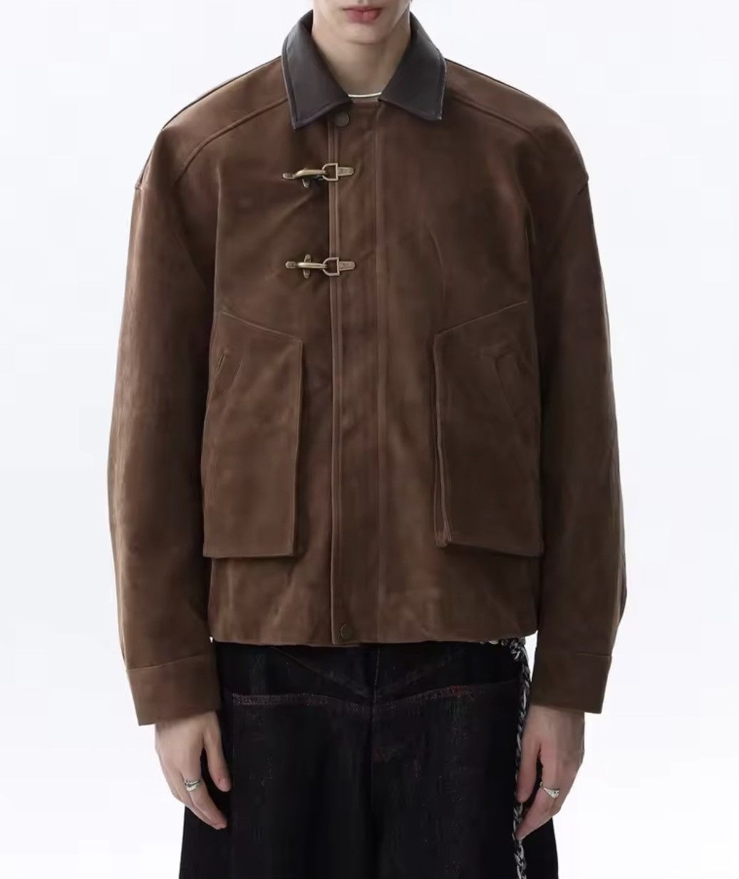 Japanese Brand Toggle Button Collar Pu Leather Jacket Size US XXL / EU 58 / 5 - 6 Thumbnail