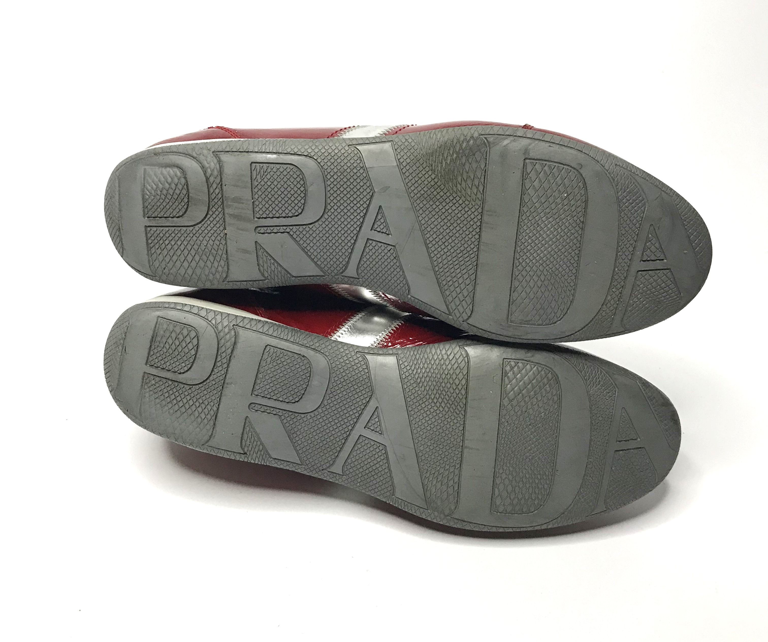 Prada Prada Womens Patent Leather Sneakers Sz 37 Red Size US 7.5 / IT 37.5 - 7 Thumbnail