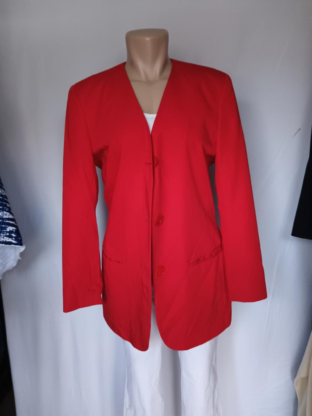 Designer Liz Claiborne Red Blazer - Elegant & Stylish Size M / US 6-8 / IT 42-44 - 2 Thumbnail