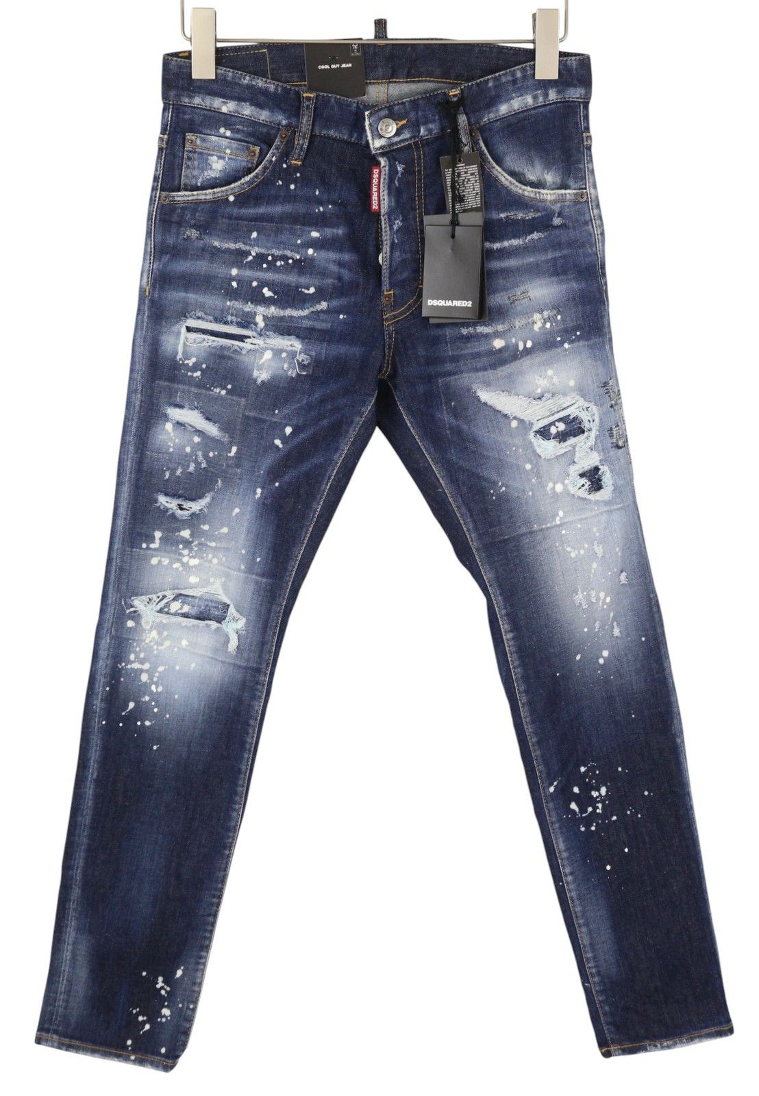 Dsquared2 COOL GUY 42 Blue Tapered Distress Splatter Jeans 86716 Size US 32 / EU 48 - 1 Thumbnail
