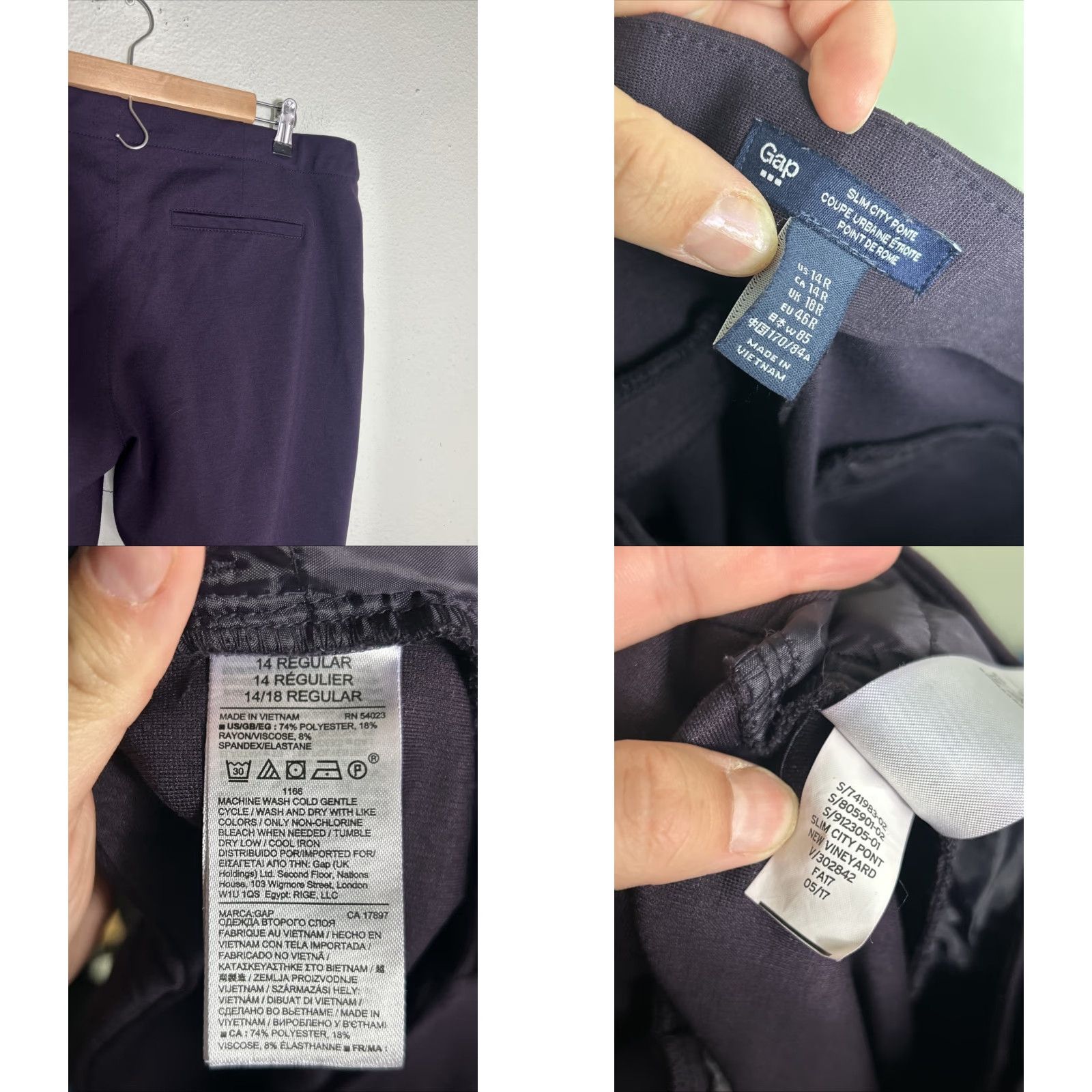 Gap Gap Pants Womens 14 Regular Burgundy Ponte Polyester Slim City Dress Pants Mens? Size 36" / US 14 / IT 50 - 9 Thumbnail