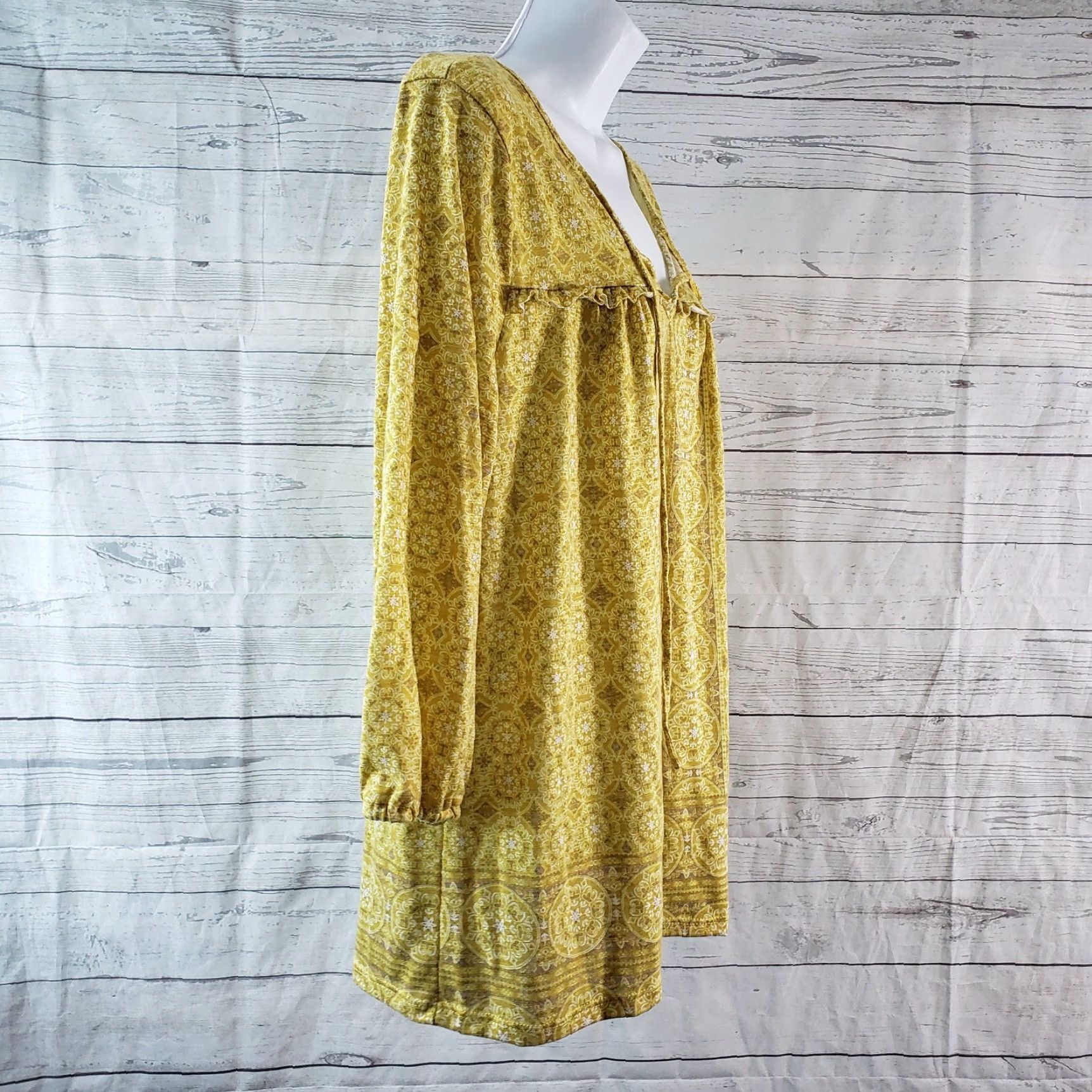 Vintage VINTAGE Rose + Olive Blouse 3/4 Sleeve Womens Large Yellow Brown Pullover Polyester Blend Shirt Womens Size L / US 10 / IT 46 - 3 Thumbnail