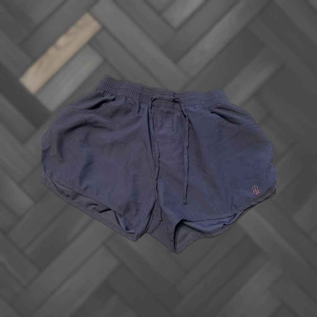 Tommy Hilfiger Tommy Hilfiger Running Shorts Blue Large Women L Activewear Nylon Polyester Sweat Shortings? Size 36" / US 14 / IT 50 - 1 Thumbnail