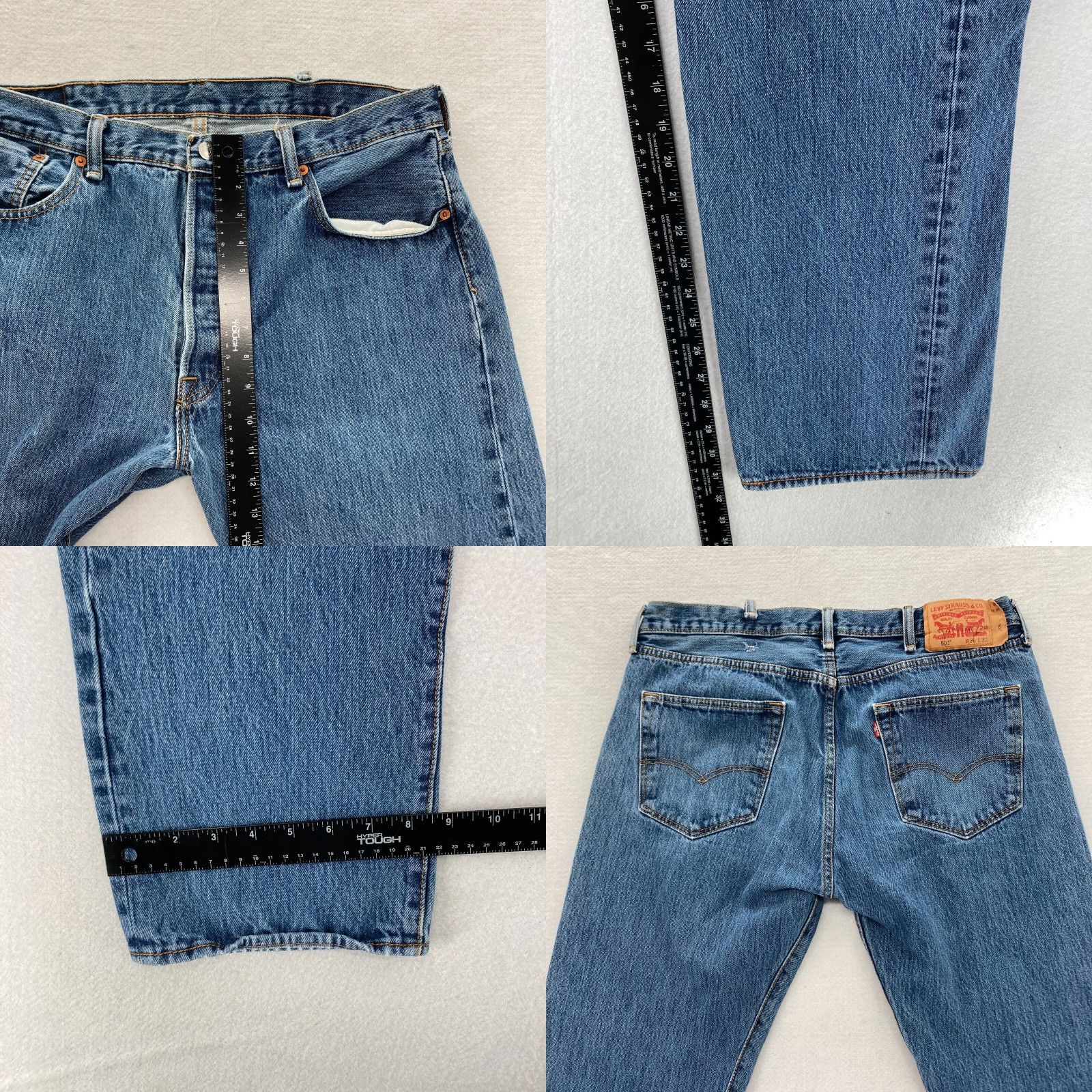 Levi's Levi's 501 Jeans Mens 38x32 Denim Blue Straight Leg Button Fly 5-Pocket Regular Fit Size US 38 / EU 54 - 8 Thumbnail