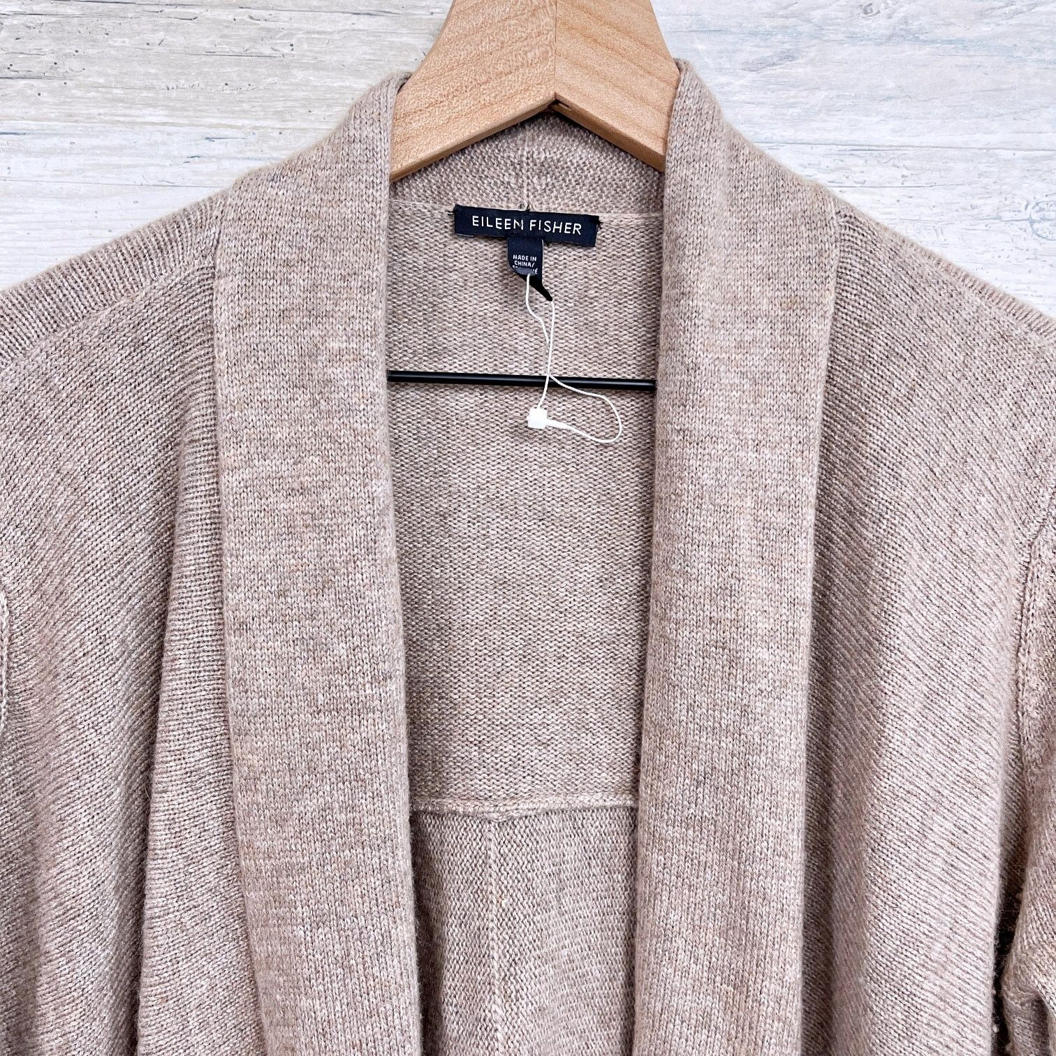 Eileen Fisher Eileen Fisher Wool Yak Blend Shawl Cardigan Sweater Taupe M Size M / US 6-8 / IT 42-44 - 2 Thumbnail