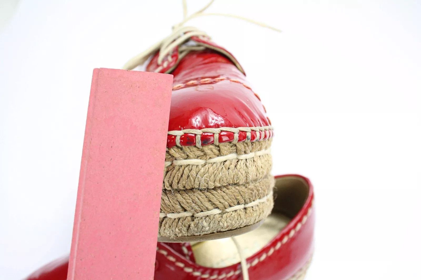 Prada PRADA Women's EU 36.5 Red Patent Leather Lace Up Espadrille Size US 6.5 / IT 36.5 - 15 Thumbnail