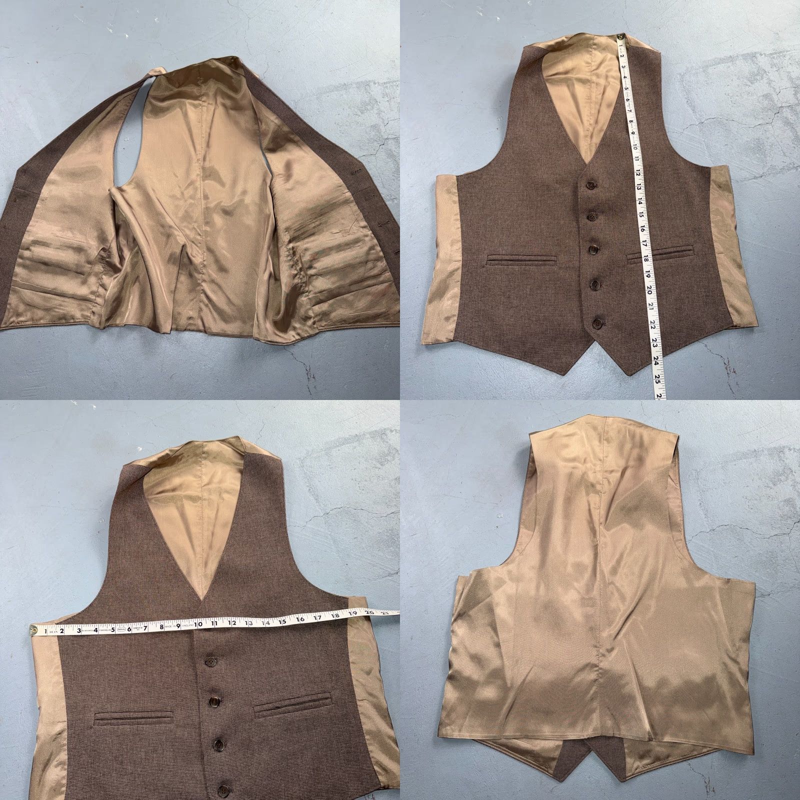 Vintage VTG Mens 3 PC Suit Jacket Coat Pants Vest Plaid 70s 1970s Brown Rockabilly Vintage Mens 40 Jacket Coat Pants Vest Brown Pru 40 Mens Size 40R - 9 Thumbnail
