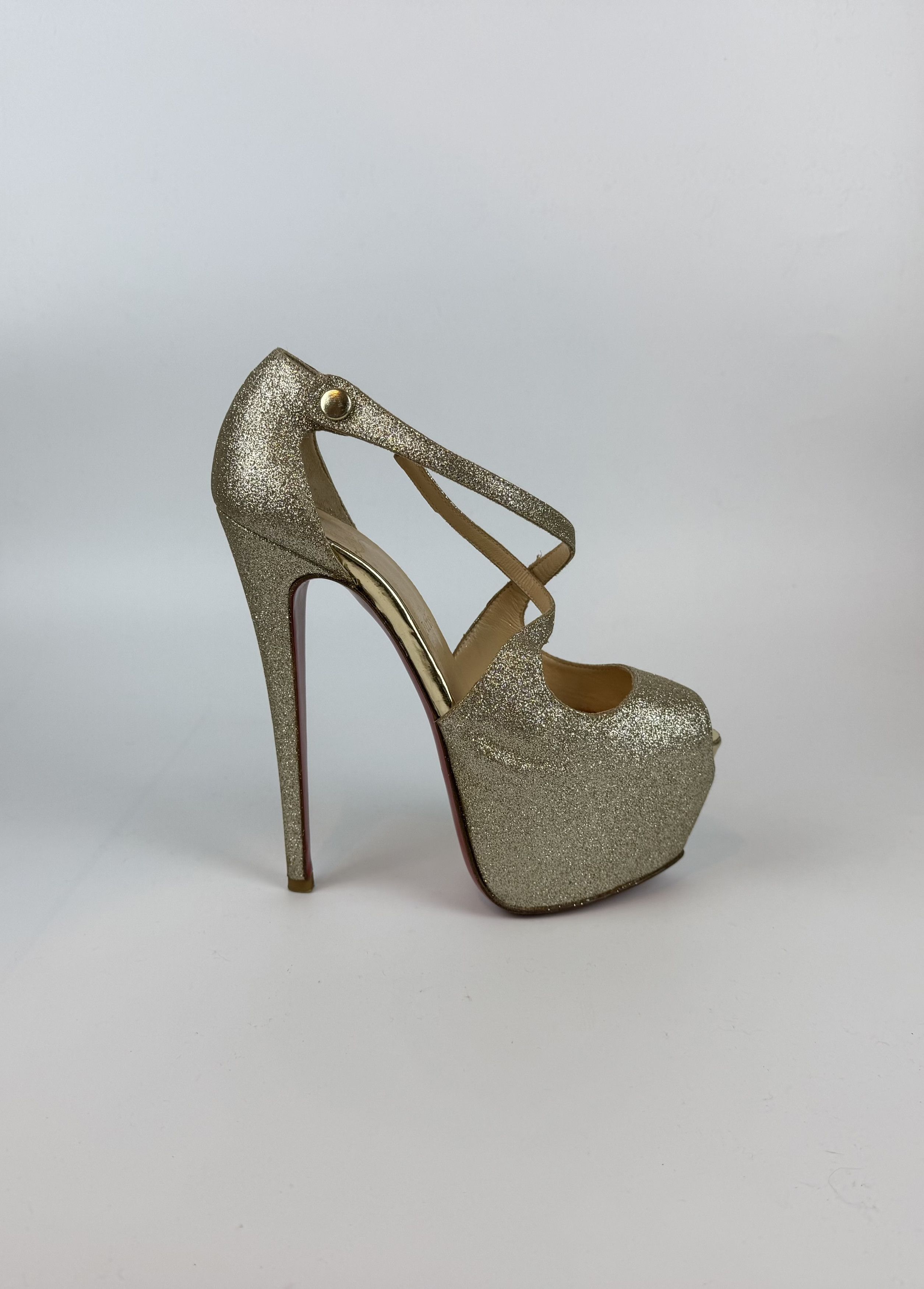 Christian Louboutin CHRISTIAN LOUBOUTIN EXAGONA GLITTER PLATFORM PUMPS Size US 6.5 / IT 36.5 - 1 Thumbnail