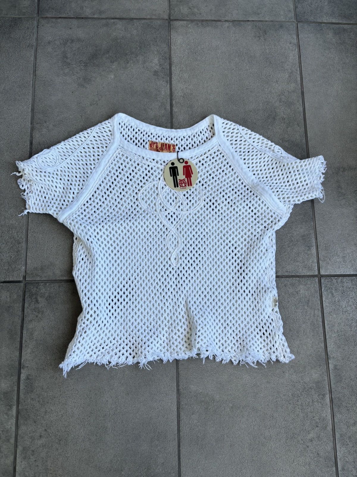 image of Jean Paul Gaultier Mesh Tee in White, Men's (Size Small)