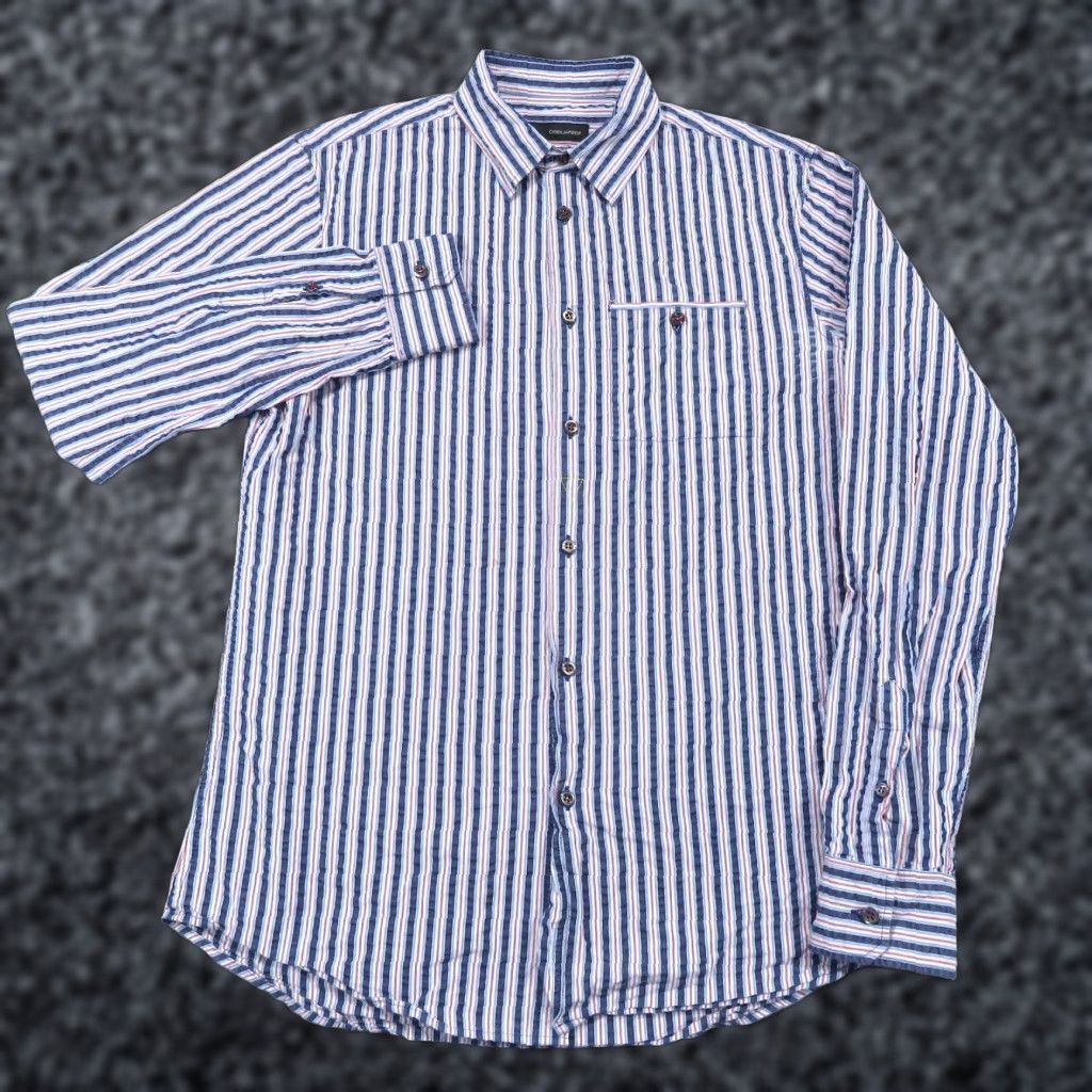 Dsquared2 Shirt Mens 50 Large Blue Red White Seersucker Textured Button Luxury