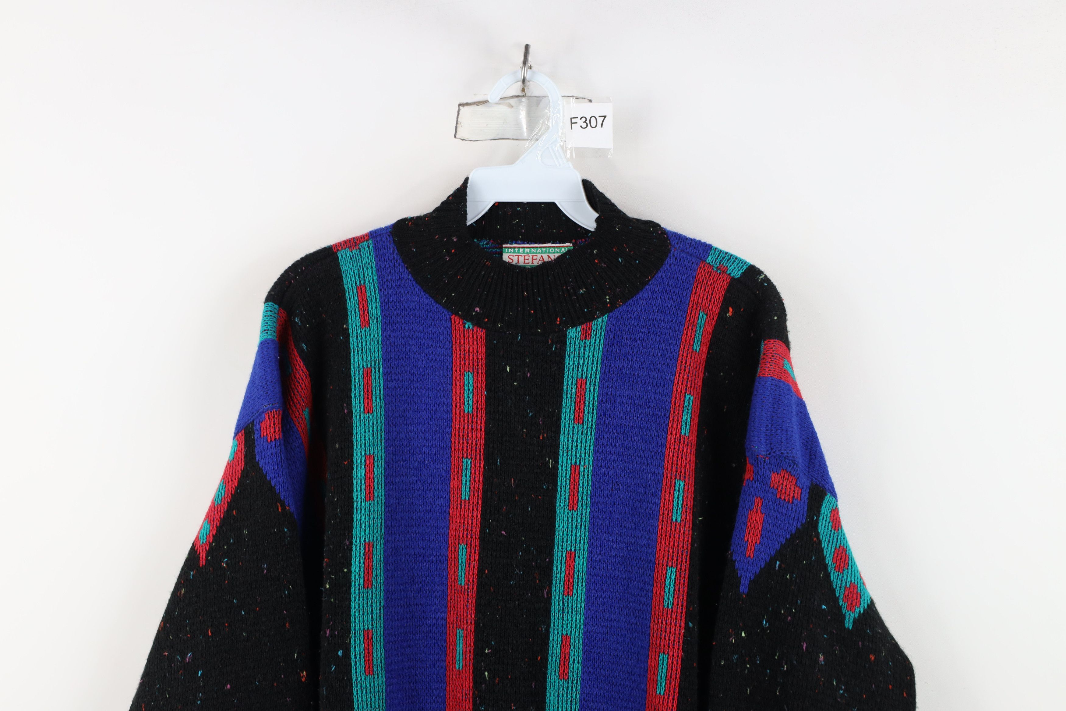 Vintage Vintage 80s Streetwear Geometric Striped Knit Sweater USA Size ONE SIZE - 2 Thumbnail