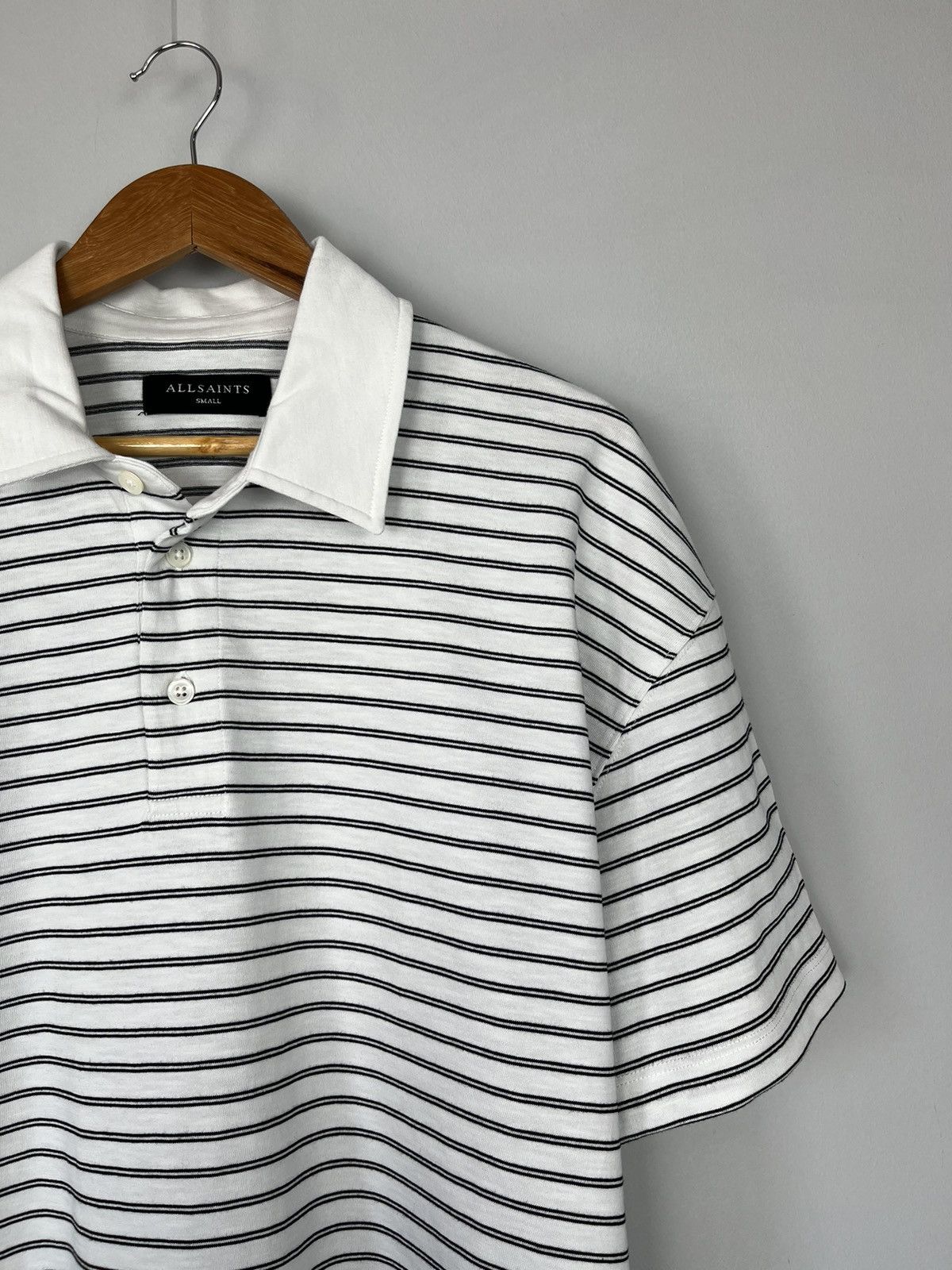 Allsaints AllSaints Ave Short Sleeve Polo Shirt in White Stripe Size US S / EU 44-46 / 1 - 5 Thumbnail