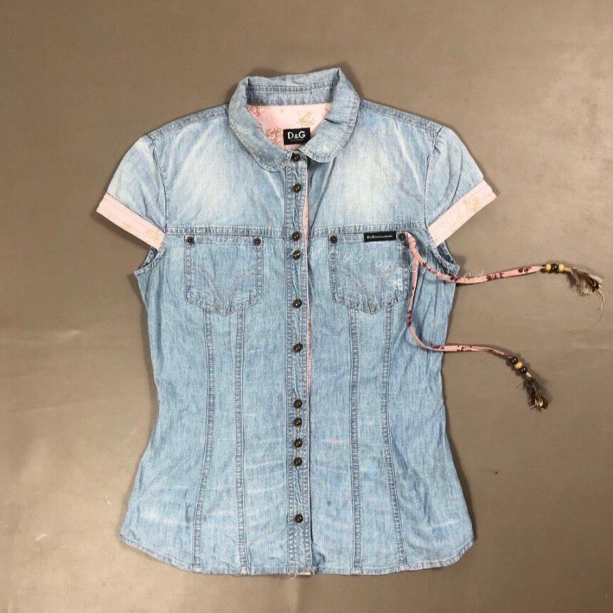 Dolce & Gabbana Dolce & Gabbana Vintage Denim Short Sleeve Shirt Size S / US 4 / IT 40 - 1 Thumbnail