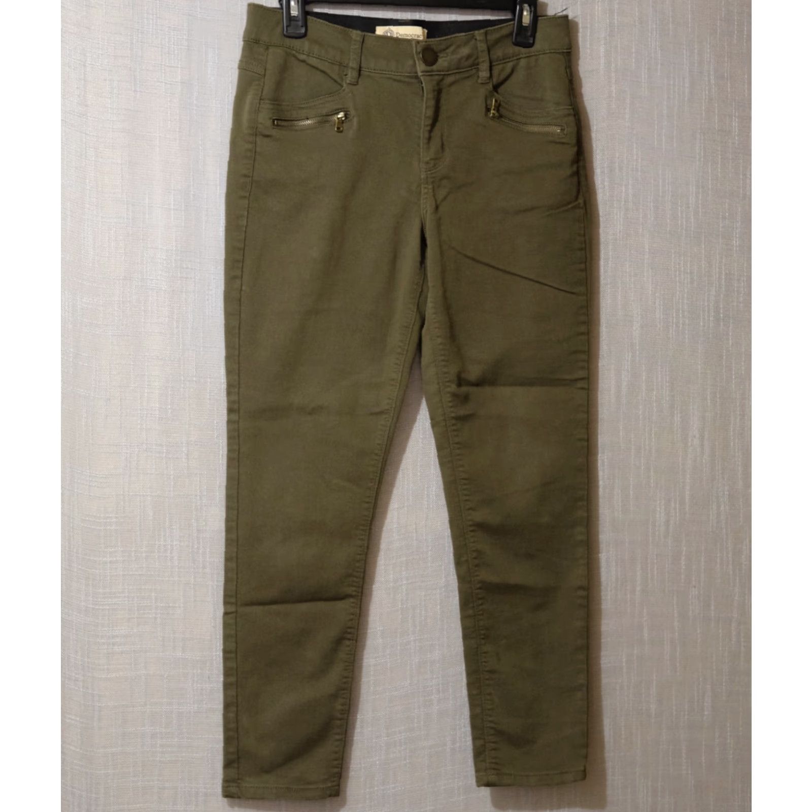 Vintage Democracy Green Jeans Slim Fit Womens 6 Denim Stretch Faux Zip Pockets 4-Pockets Skinny Mid Rise Size 30" / US 8 / IT 44 - 2 Thumbnail
