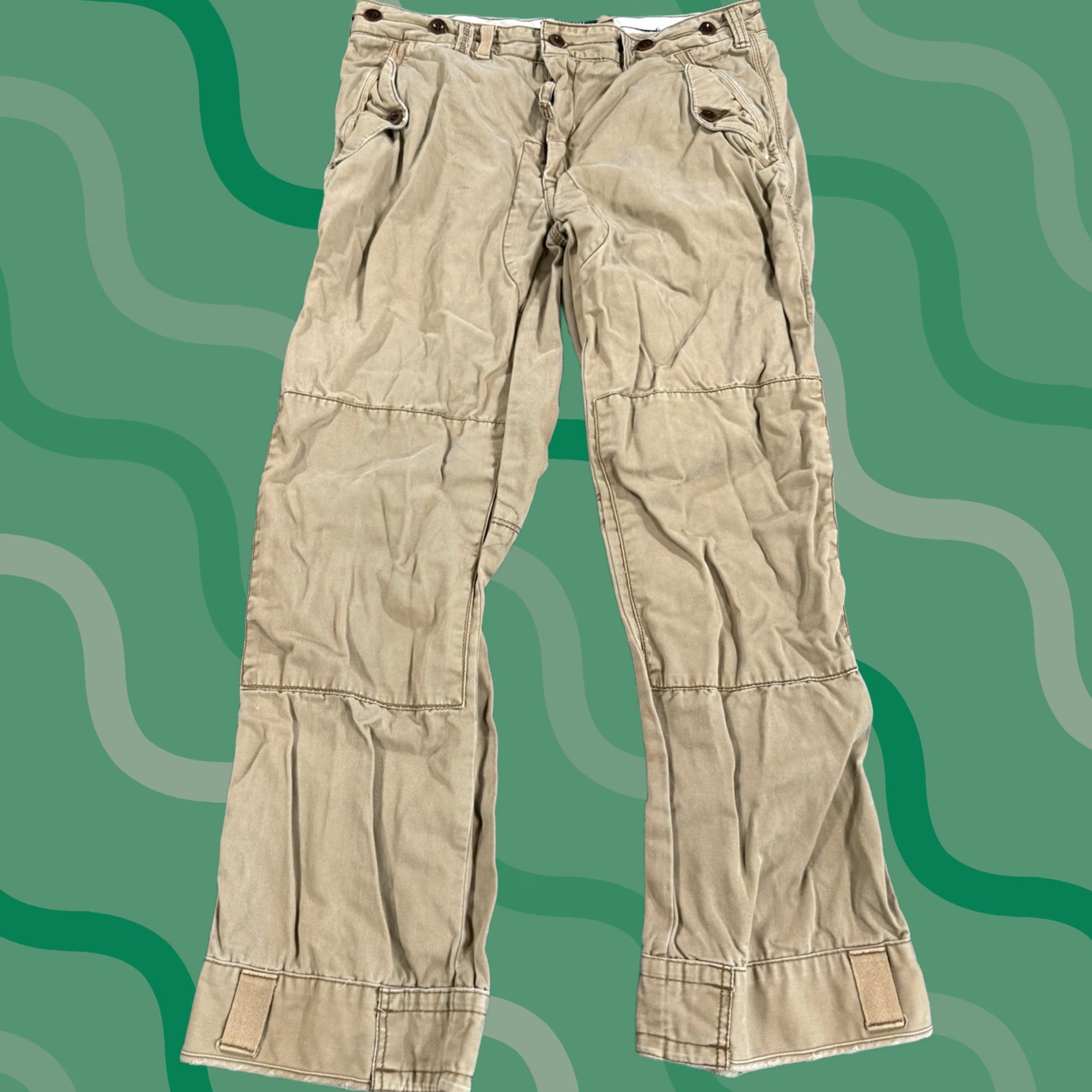 Polo Ralph Lauren Polo Ralph Lauren Pants Mens 36x30 Chino Cotton Canvas Utility Military Double Knee Paratrooper Beige 90s Army USA Mens Size US M / EU 48-50 / 2 - 1 Thumbnail