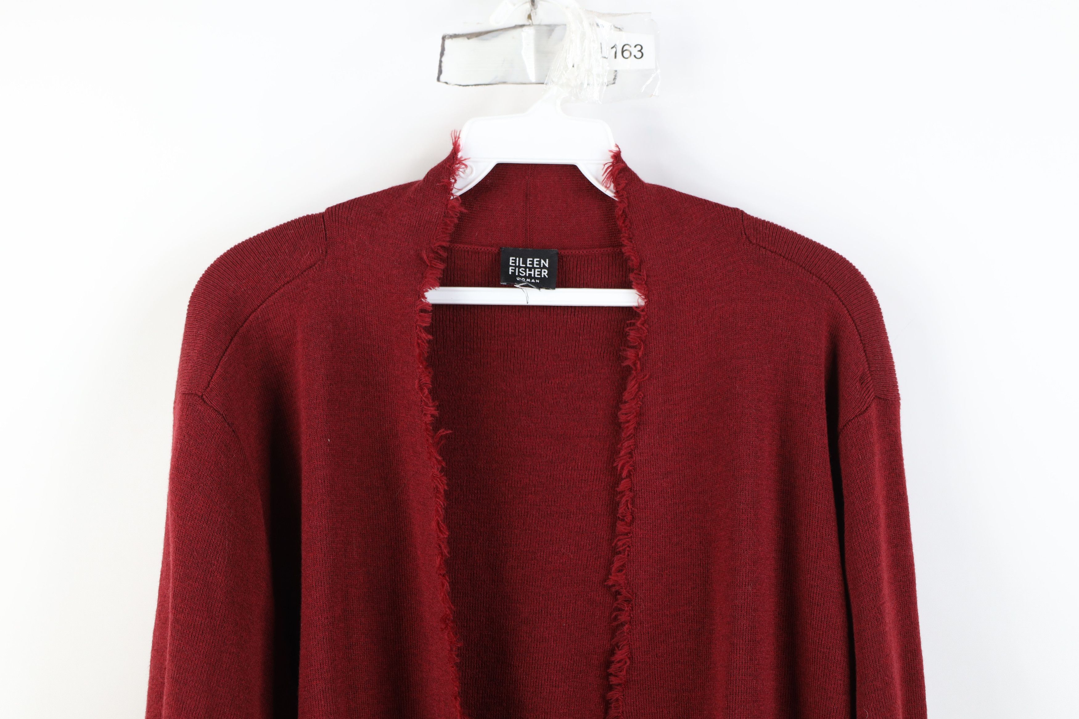 Eileen Fisher Eileen Fisher Knit Fringed Open Front Cardigan Sweater Red Size XL / US 12-14 / IT 48-50 - 2 Thumbnail