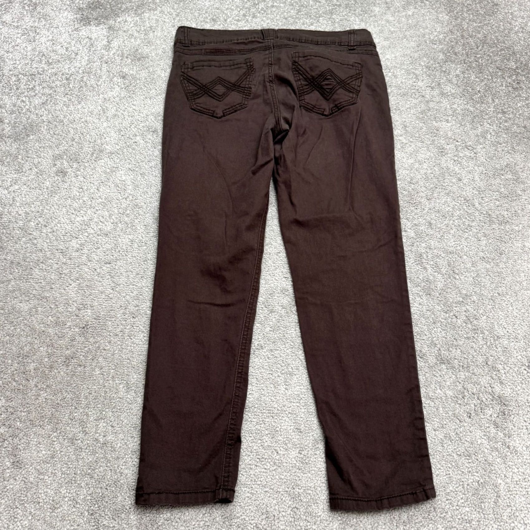 Vintage Democracy Pants Skinny Cropped Womens 10 Brown Mid Rise Stretch Twill Size 32" / US 10 / IT 46 - 2 Thumbnail