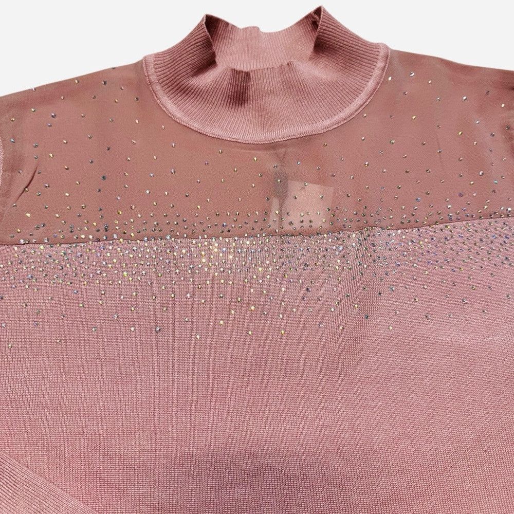 Other NWT New Cable & Gauge Dusty Rose Rhinestones Turtleneck Swe Size L / US 10 / IT 46 - 6 Thumbnail