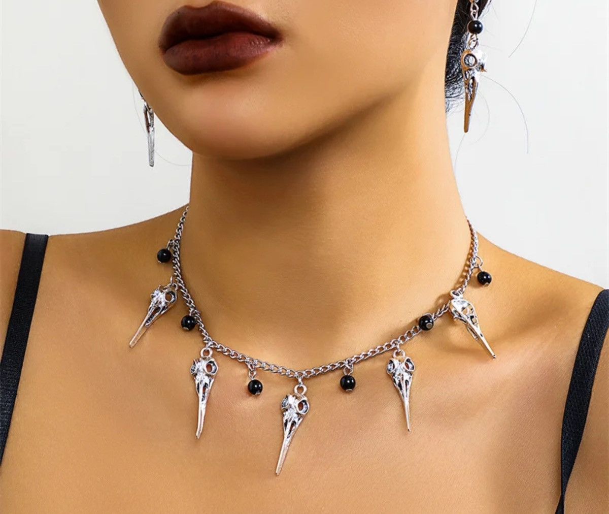 Jewelry Raven Skull Chokers Necklaces Size ONE SIZE - 4 Thumbnail