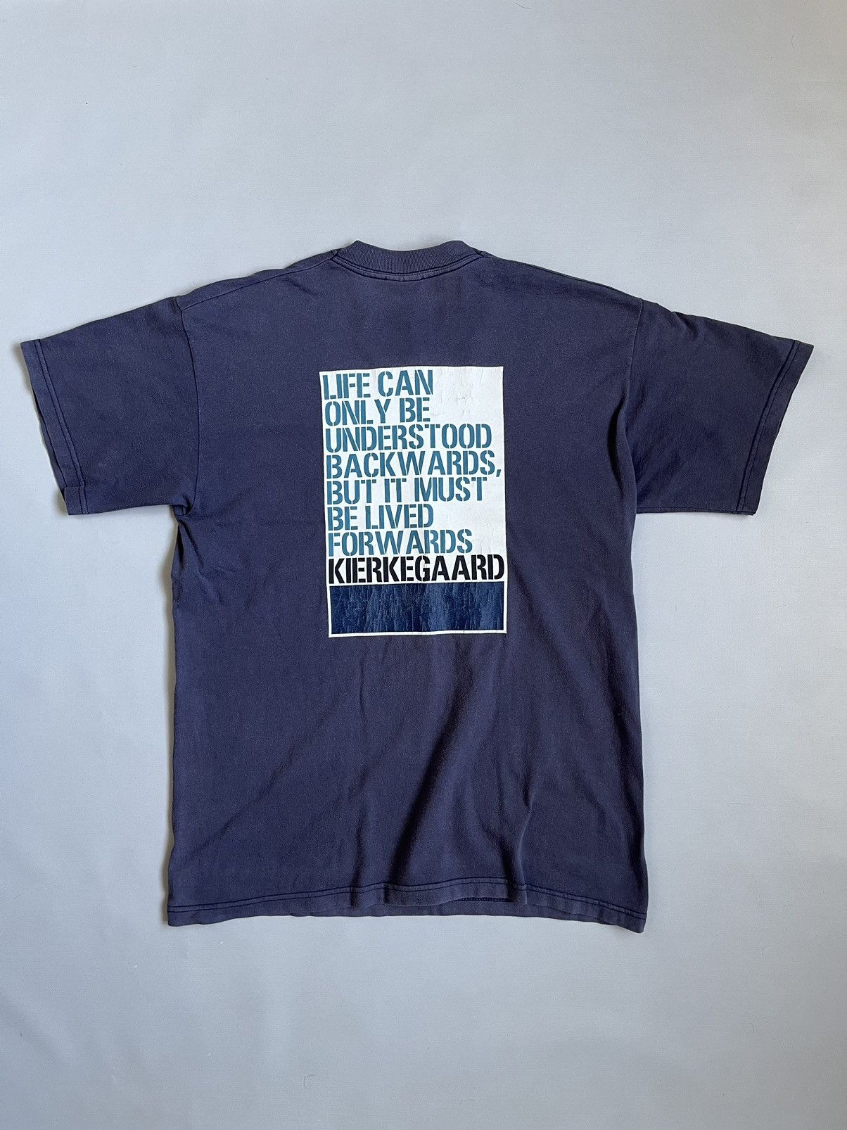Other Vintage 90s Manic Street Preachers Kierkegaard Blue T-shirt Size US M / EU 48-50 / 2 - 10 Thumbnail
