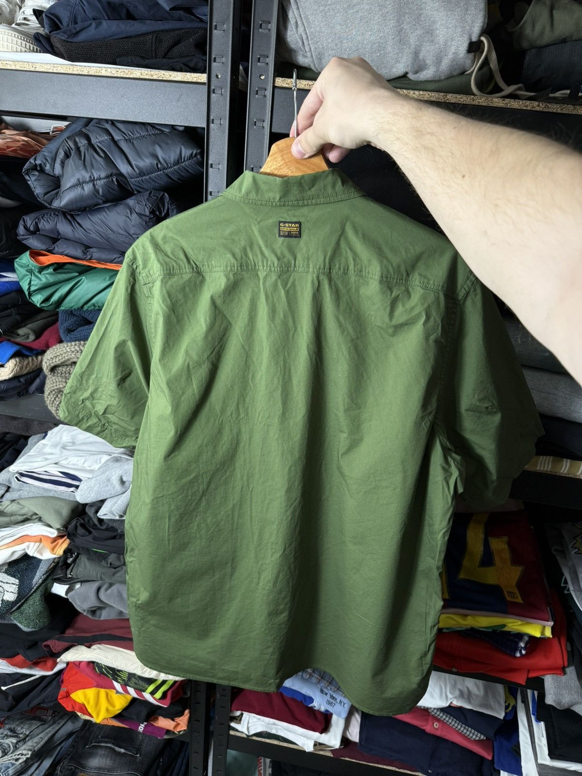 G-Star G-Star RAW Mens Shirt XL Green Short Sleeve Button Up Casual Size US XL / EU 56 / 4 - 2 Thumbnail