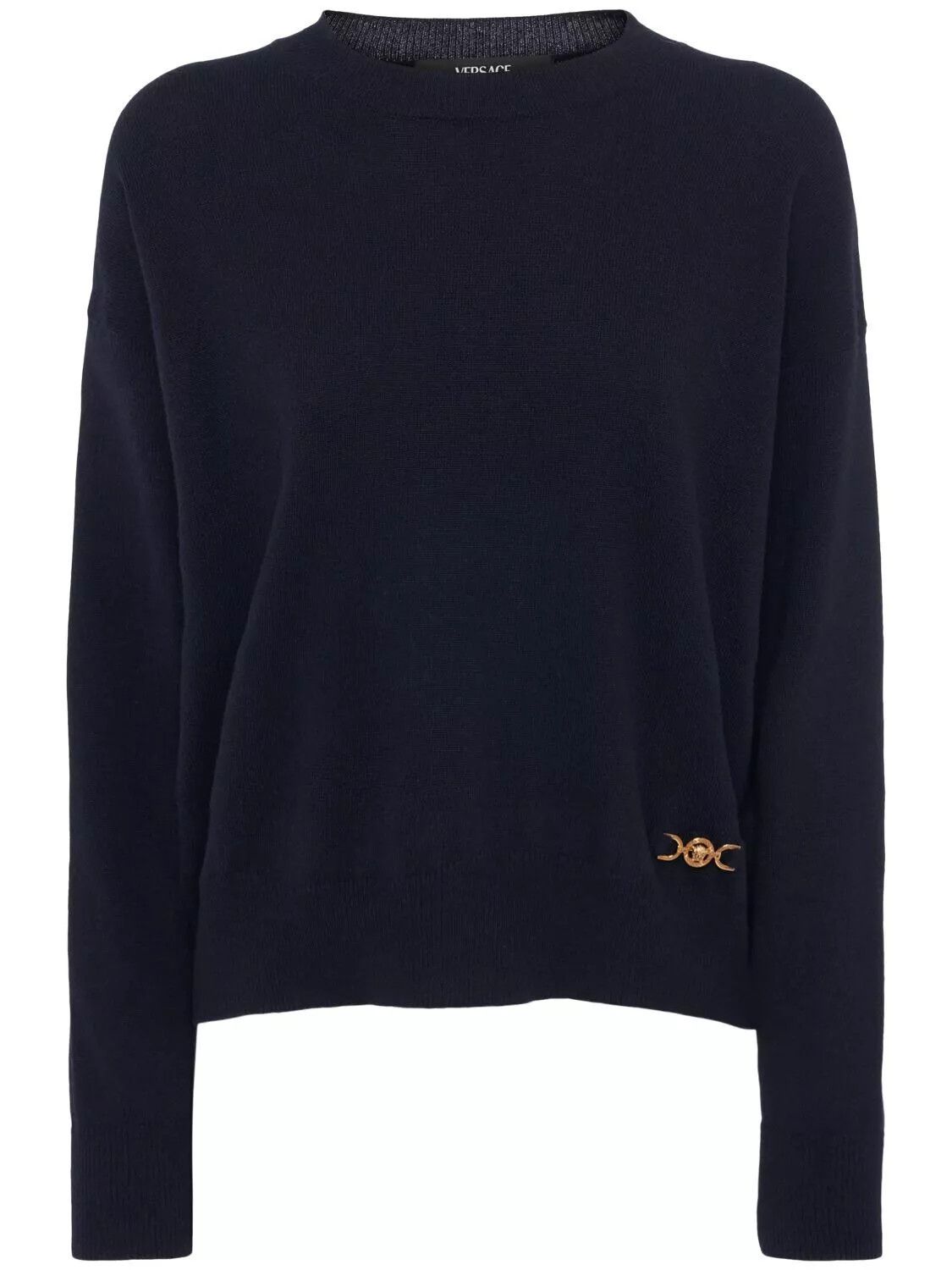 Versace VERSACE Blue Cashmere-Blend Knit Boxy Sweater Size XS / US 0-2 / IT 36-38 - 1 Thumbnail