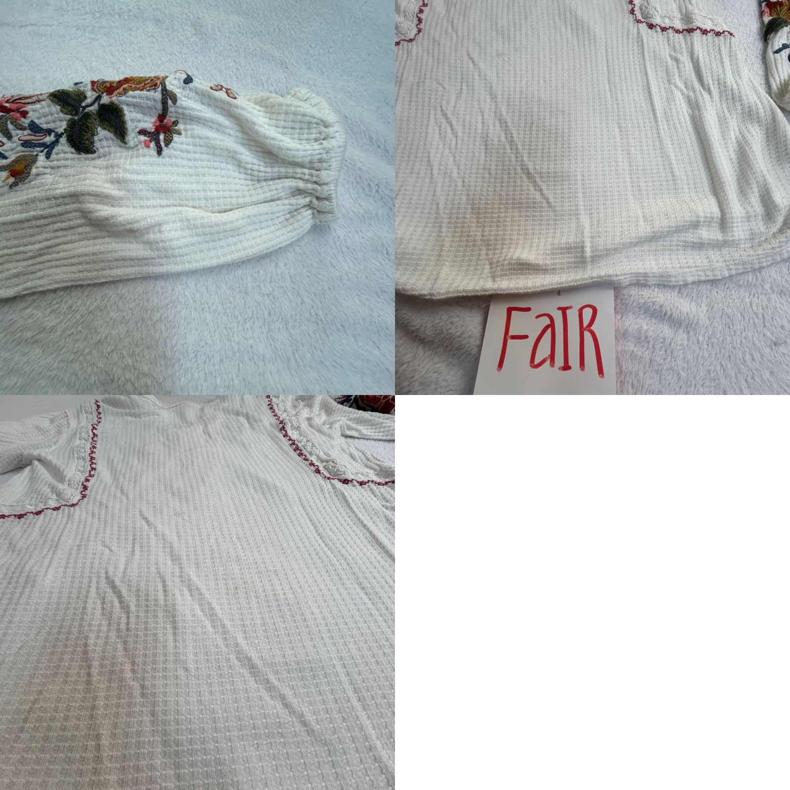 Vintage Sundance Womens White Embroidered Peasant Blouse Top Medium Boho Size M / US 6-8 / IT 42-44 - 8 Thumbnail