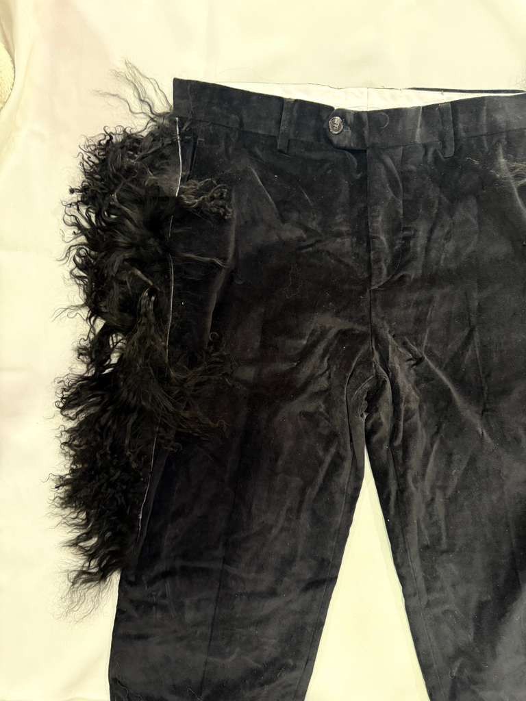 Vintage Custom-made Black Velvet Pants with Real Mongolian Fur Size US 32 / EU 48 - 2 Thumbnail