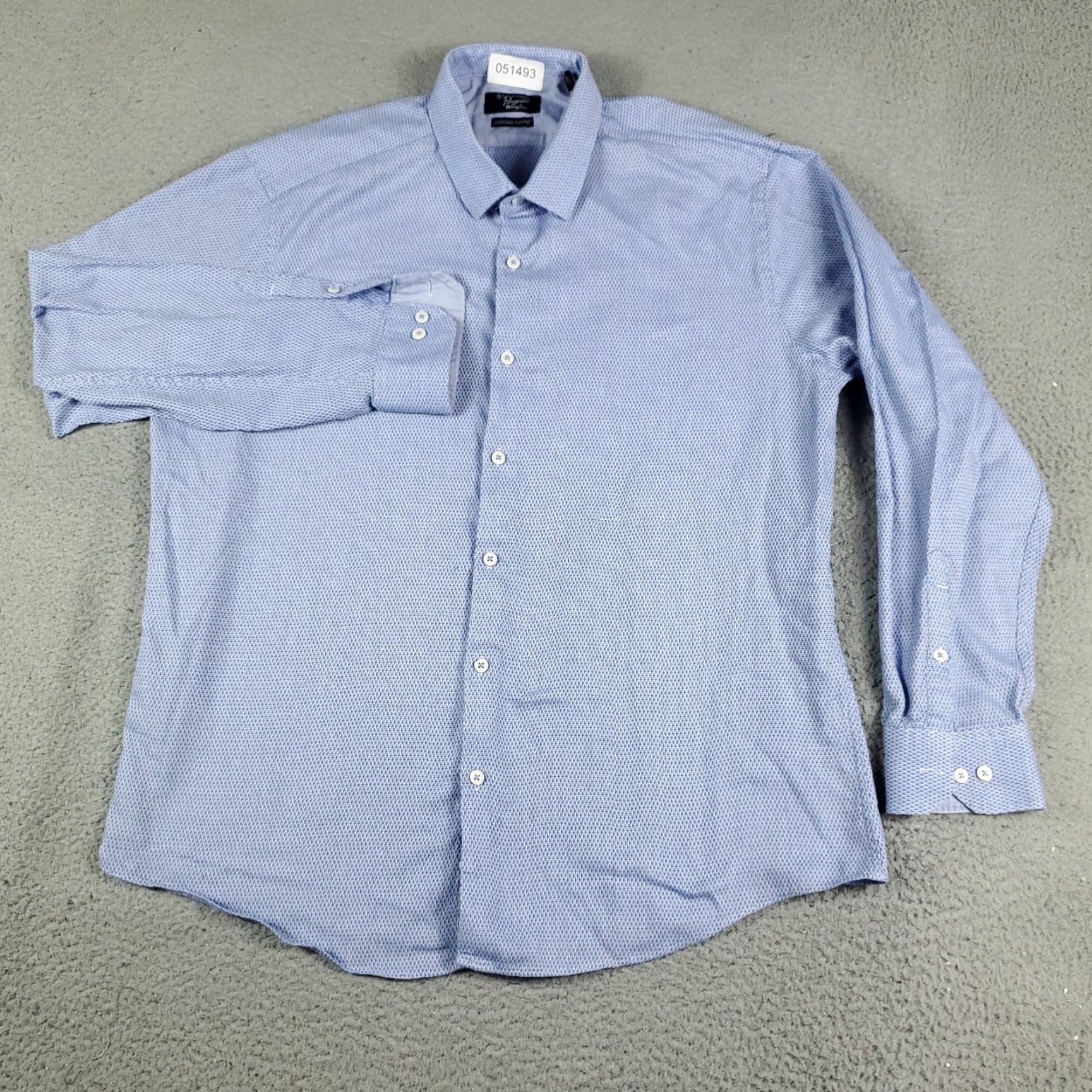 Vintage Penguin Dress Shirt Mens Size 17 Blue Long Sleeve Button Up Casual Business Size 46R - 2 Thumbnail