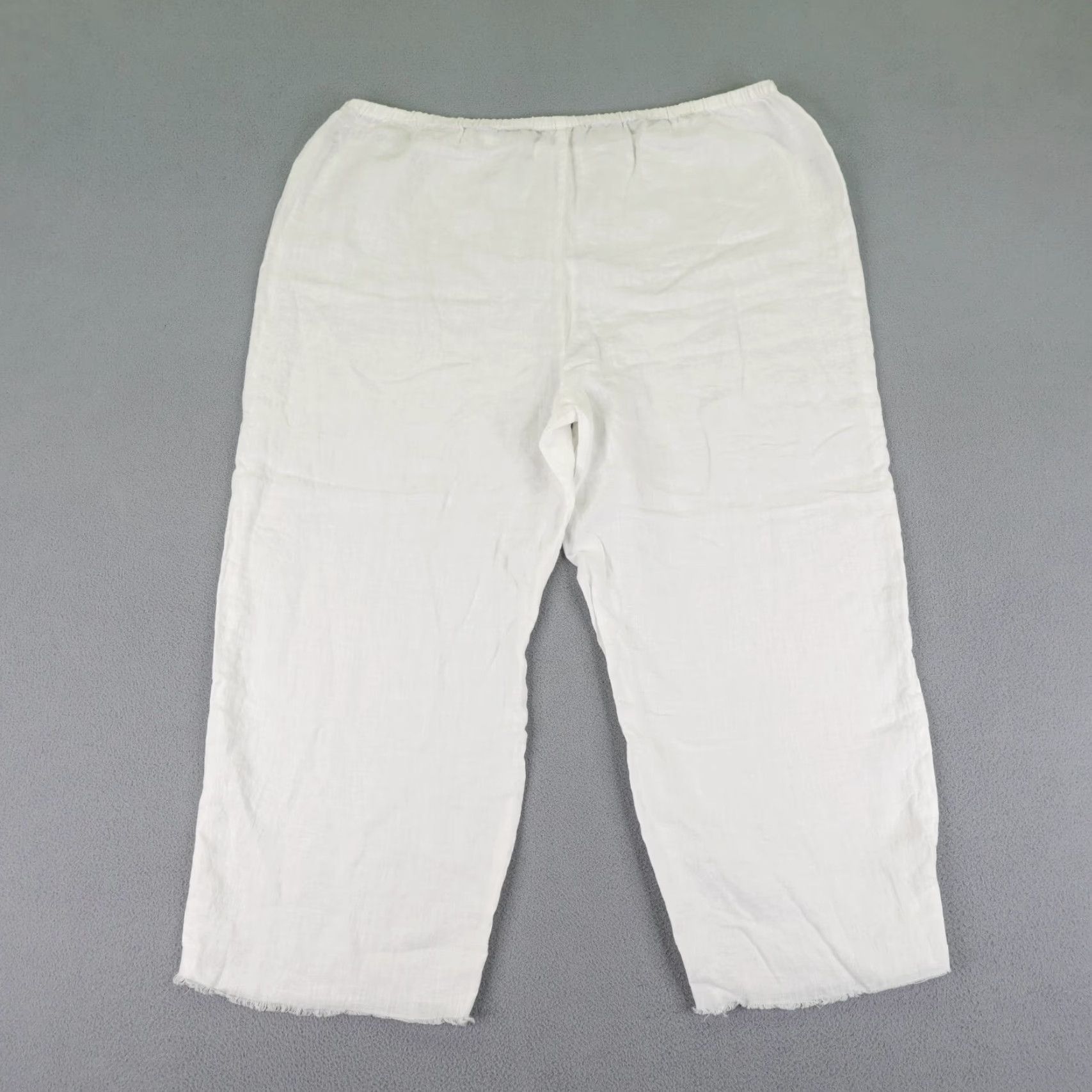 Eileen Fisher VINTAGE Eileen Fisher Pants Women Large White Linen Wide-Leg Cropped Bohemian Inseam 21in Regular Size 36" / US 14 / IT 50 - 4 Thumbnail