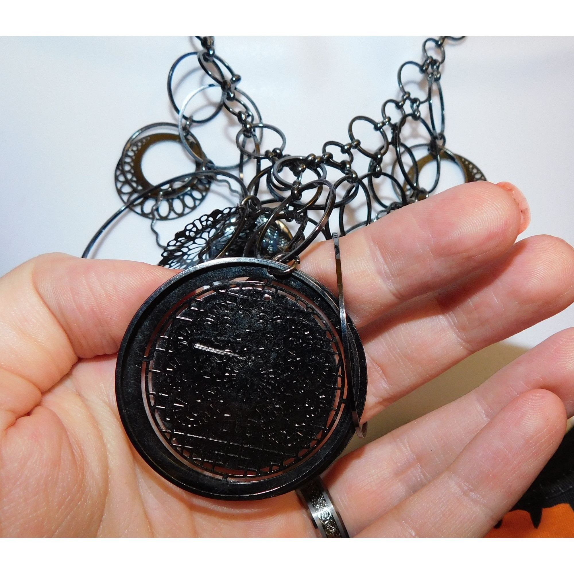 Other Abstract Floral Elephant Silver Tone Medallion Necklace Size ONE SIZE - 10 Thumbnail