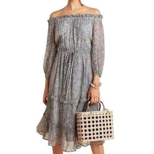 Anthropologie Anthropologie Women's Kira Off-Shoulder Blue Dress Cottage c Size M / US 6-8 / IT 42-44 - 1 Thumbnail