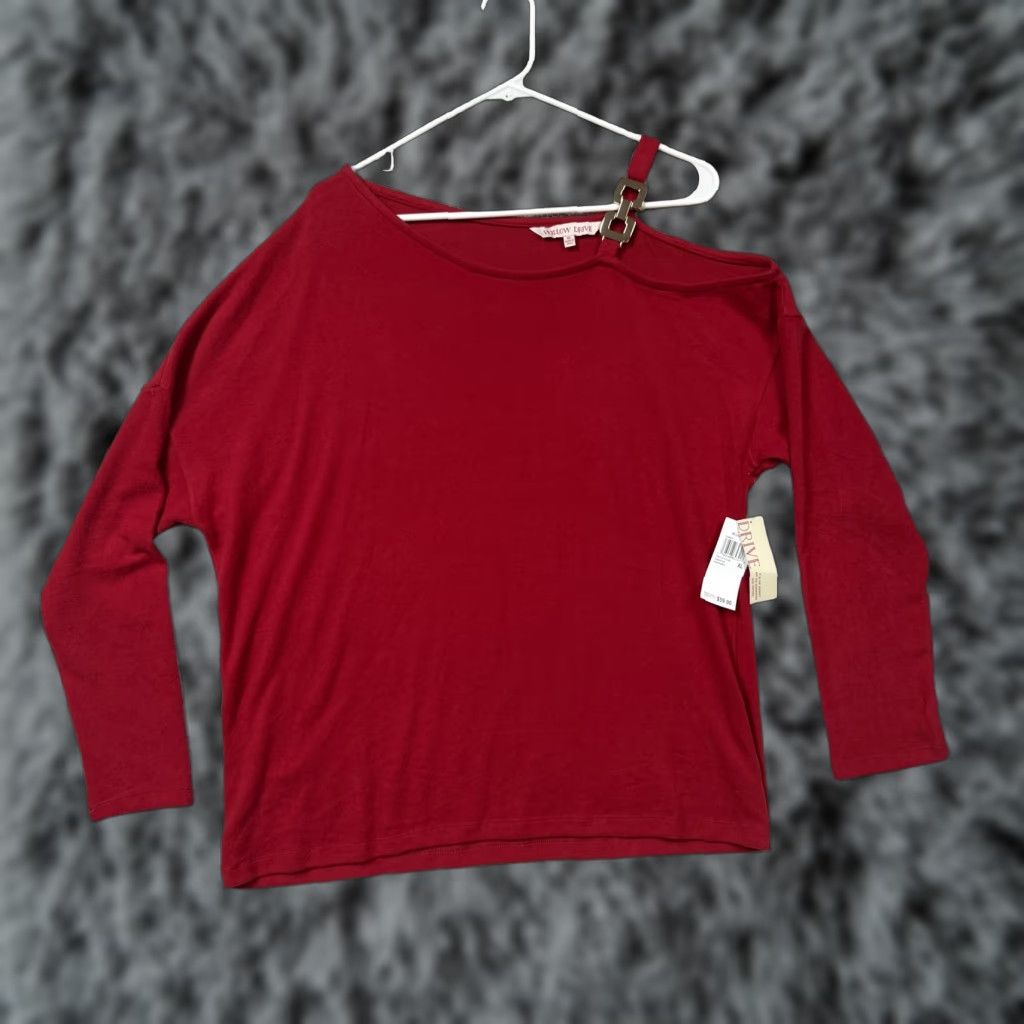 Vintage Willow Drive Blouse Womens XL Red One Shoulder Jersey Long Sleeve Casual Size XL / US 12-14 / IT 48-50 - 1 Thumbnail