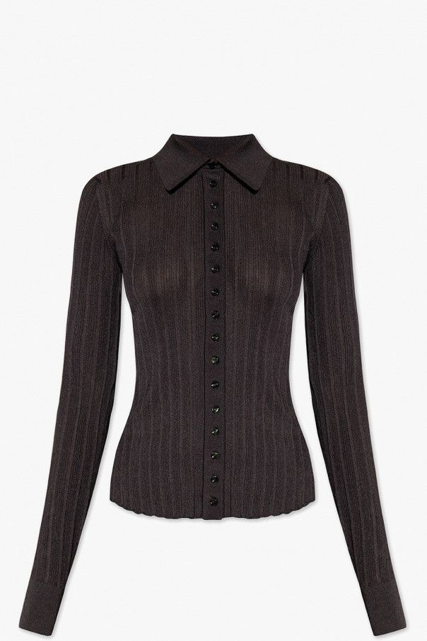 Saint Laurent Paris o1s1wg111124 Knitted Shirt in Ribbed Silk in Black Size XL / US 12-14 / IT 48-50 - 1 Thumbnail