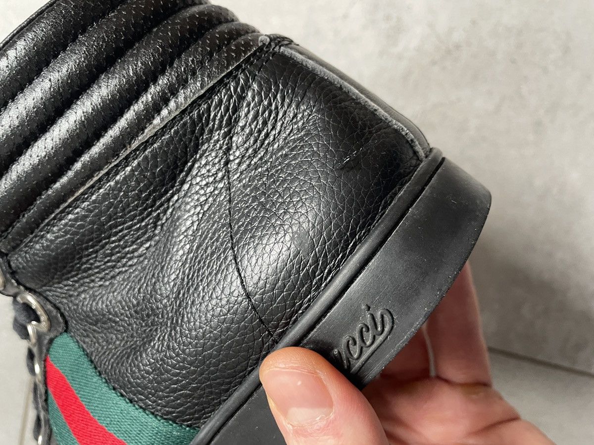Gucci GUCCI BLACK LEATHER WEB HIGHTOPS Size US 9 / EU 42 - 12 Thumbnail