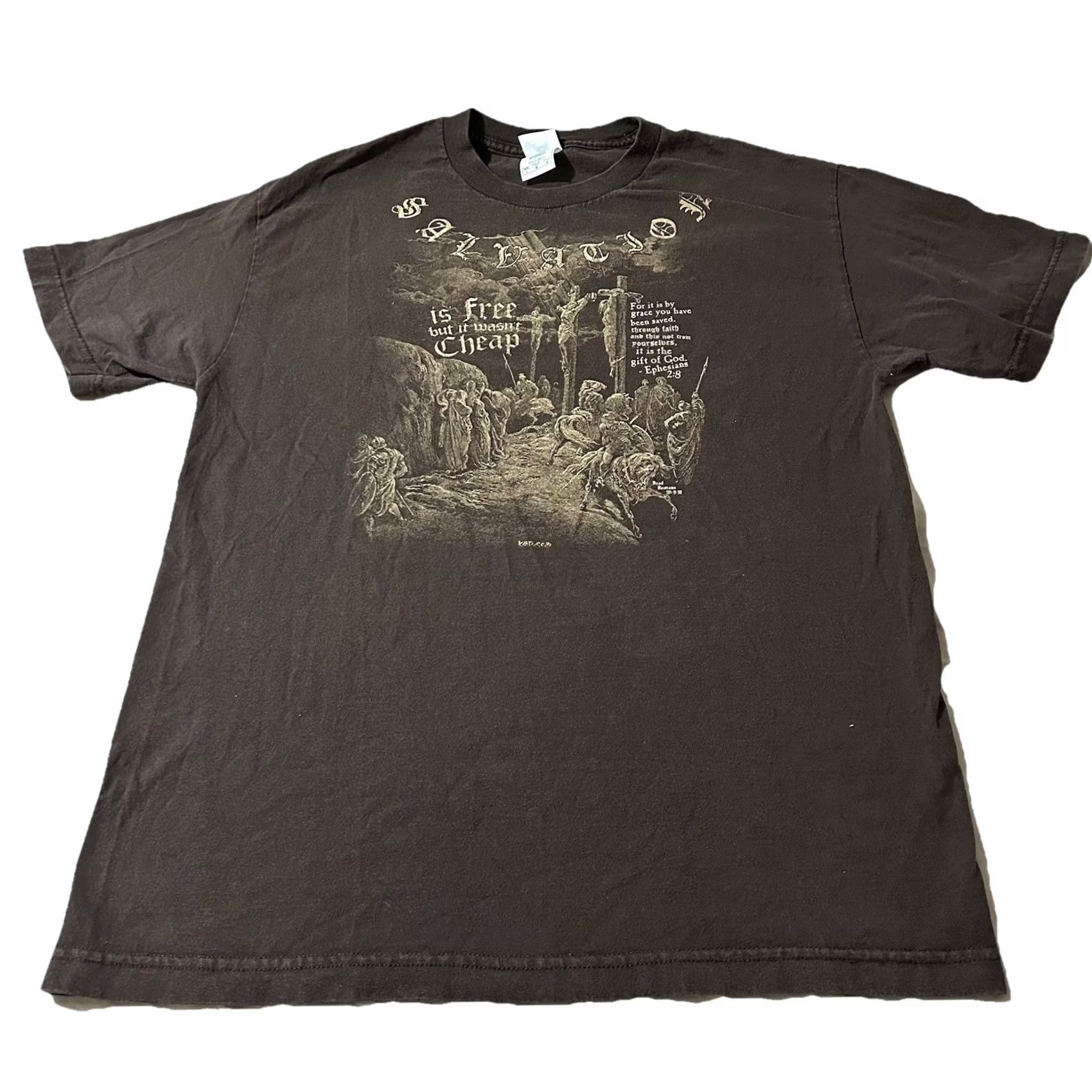 Vintage VINTAGE Y2K Jesus Salvation Grunge Skater Cyber Goth Shirt Brown Size Large Mens L Size US L / EU 52-54 / 3 - 2 Thumbnail