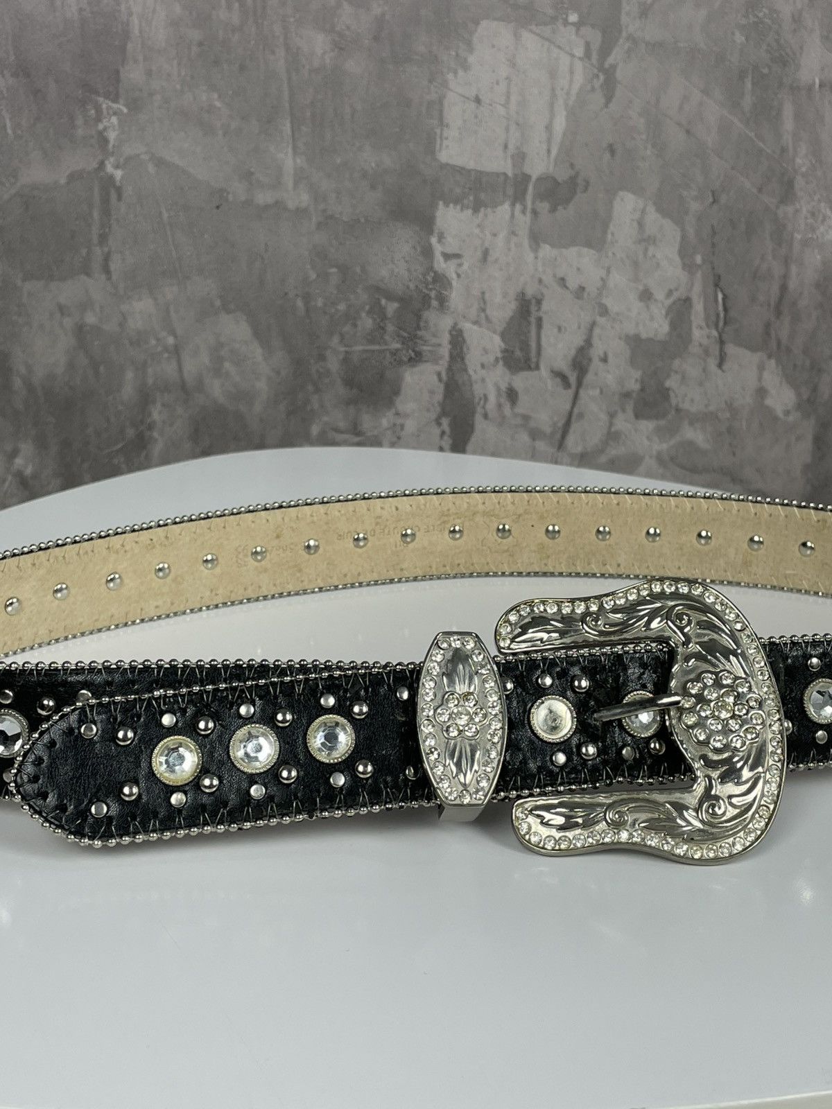 20471120 × Hysteric Glamour × Japanese Brand Y2K Crazy Rhinestones Glamour Bb Simons Style Belt Size ONE SIZE - 4 Thumbnail