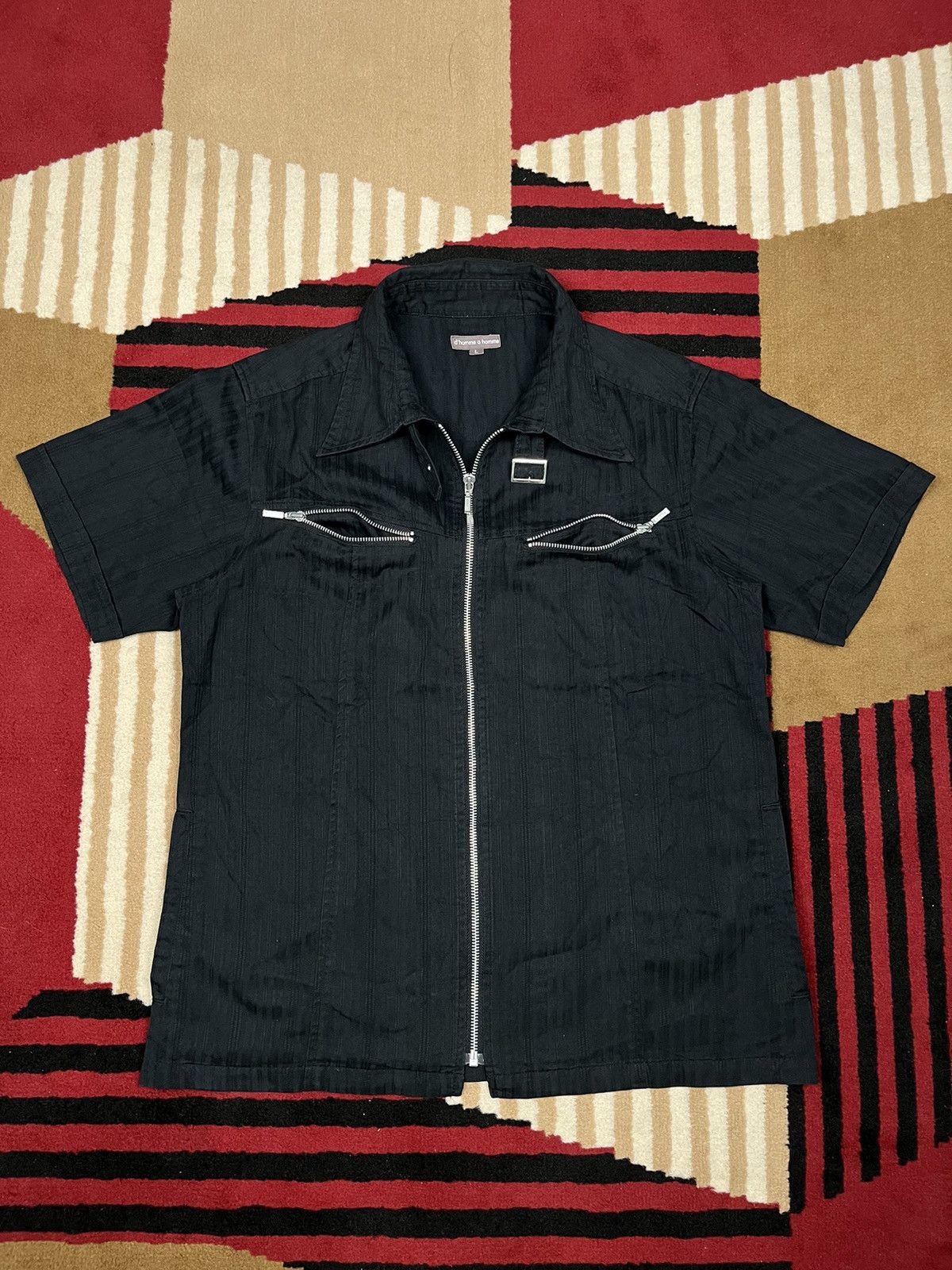 Japanese Brand D’Homme A Homme Black Zipper Shirt Size US M / EU 48-50 / 2 - 5 Thumbnail