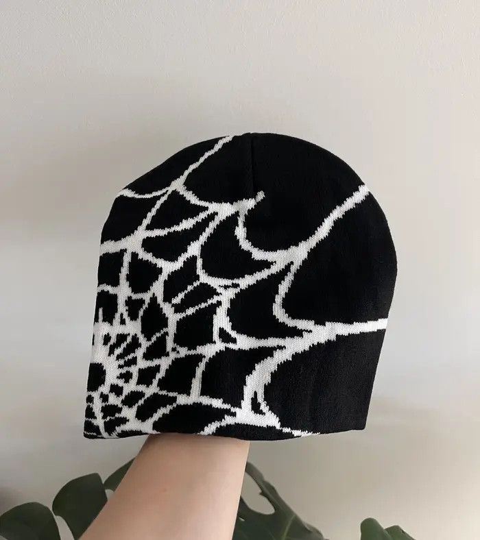 Japanese Brand Y2K Spider Web Beanie Black Size ONE SIZE - 1 Thumbnail