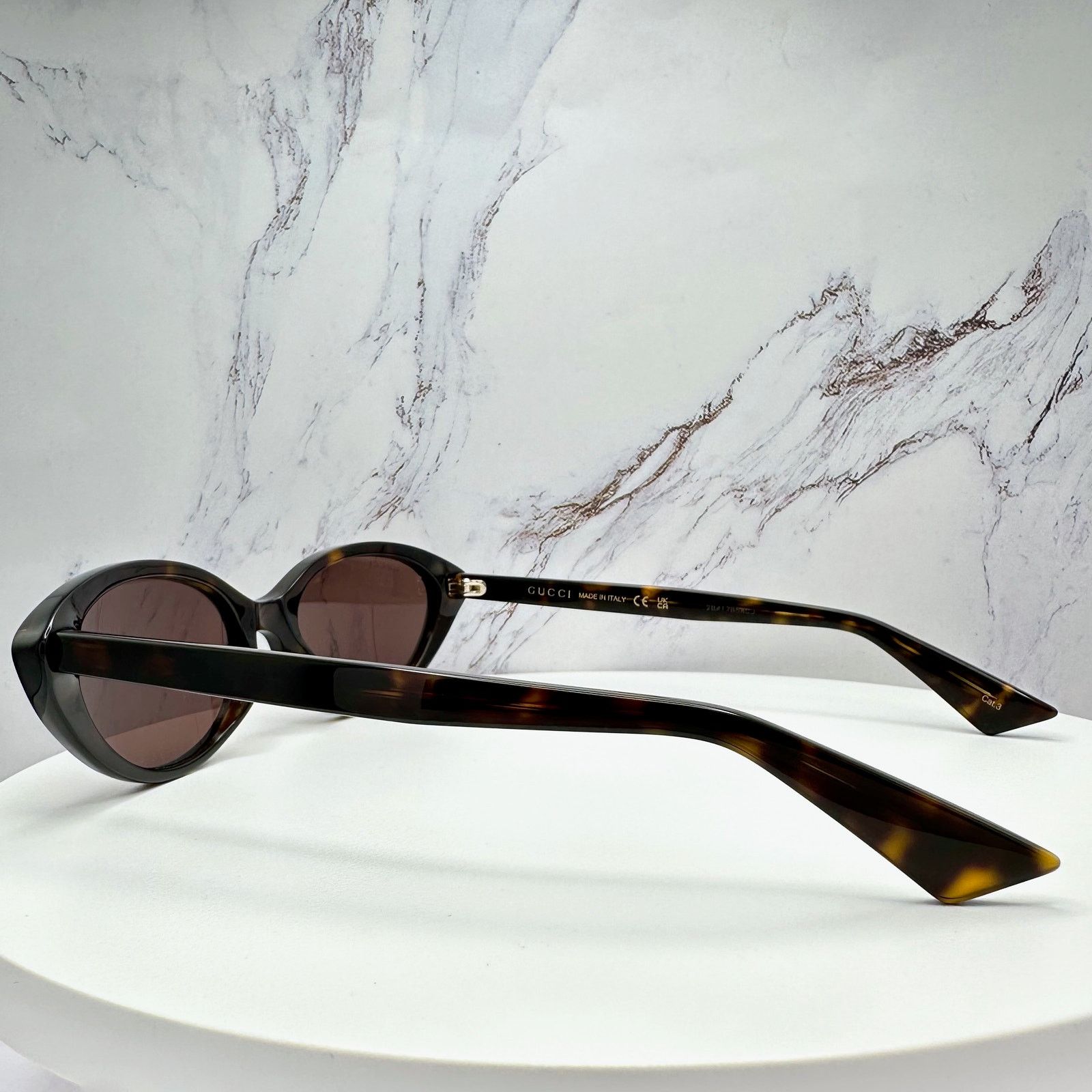 Gucci New GUCCI Sunglasses Brown Cat Eye Gold Metal Front GG Logo Size ONE SIZE - 19 Thumbnail