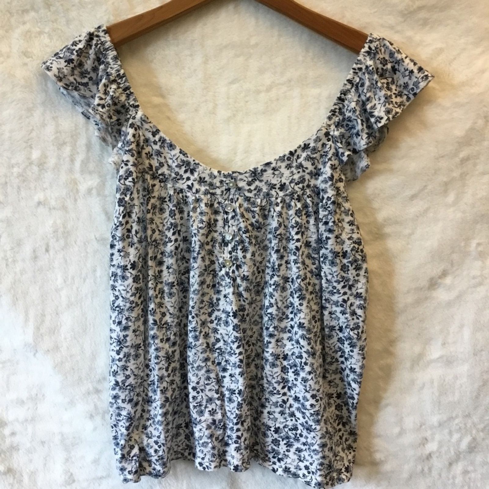 Lucky Brand Lucky Brand Blue Floral Tank Top Size M / US 6-8 / IT 42-44 - 1 Thumbnail