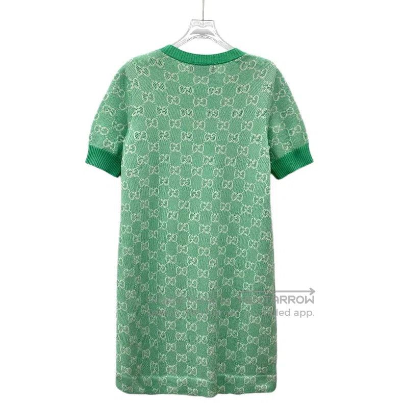 Gucci Gucci Green logo jacquard full-print cotton round-neck sho Size M / US 6-8 / IT 42-44 - 2 Thumbnail