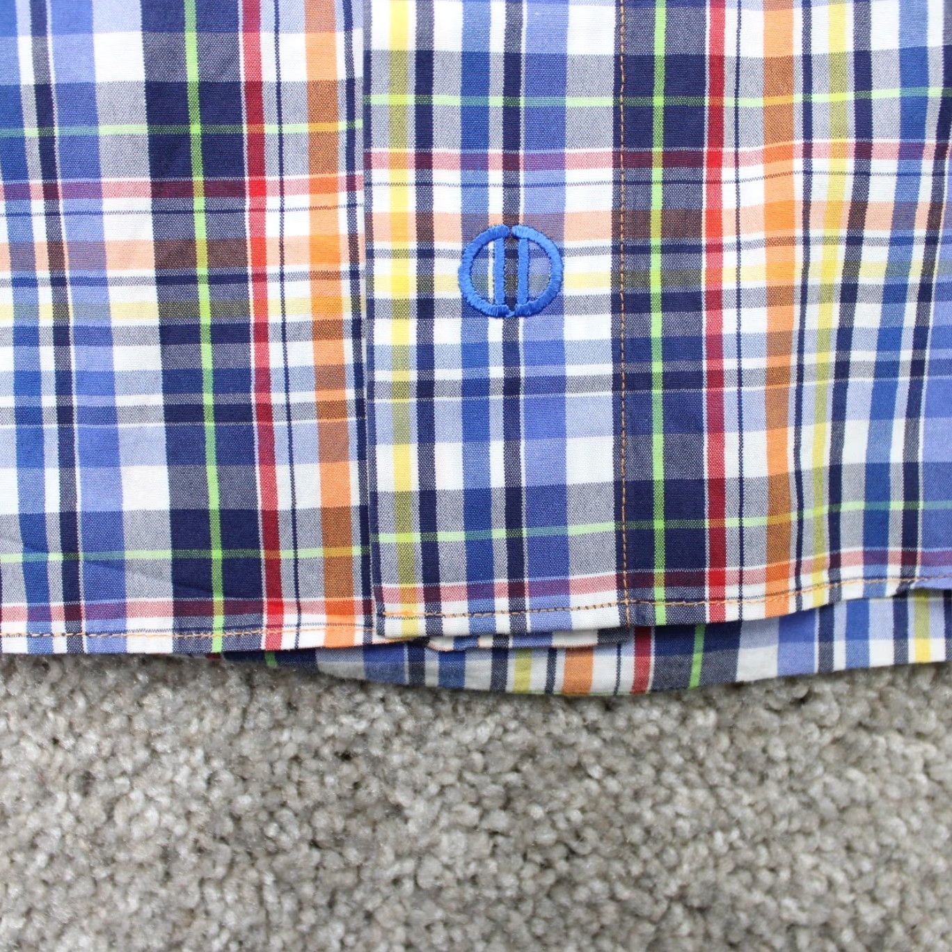 David Donahue David Donahue Shirt Mens XL Blue/Orange/Yellow 100% Cotton Long Sleeve Button Up Shirt Size US XL / EU 56 / 4 - 5 Thumbnail