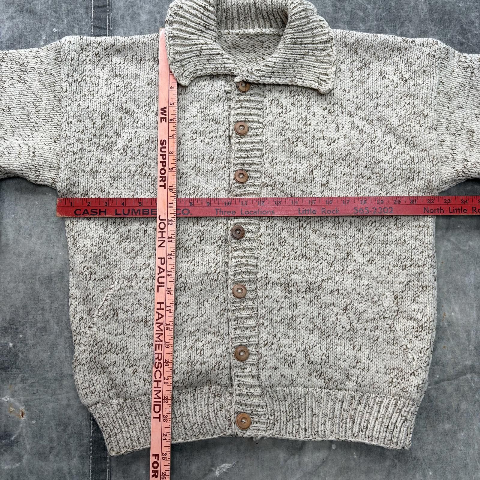 Vintage Vintage 80s Cream Tweed Chunky Hand Knit Sweater Cardigan Size US L / EU 52-54 / 3 - 2 Thumbnail