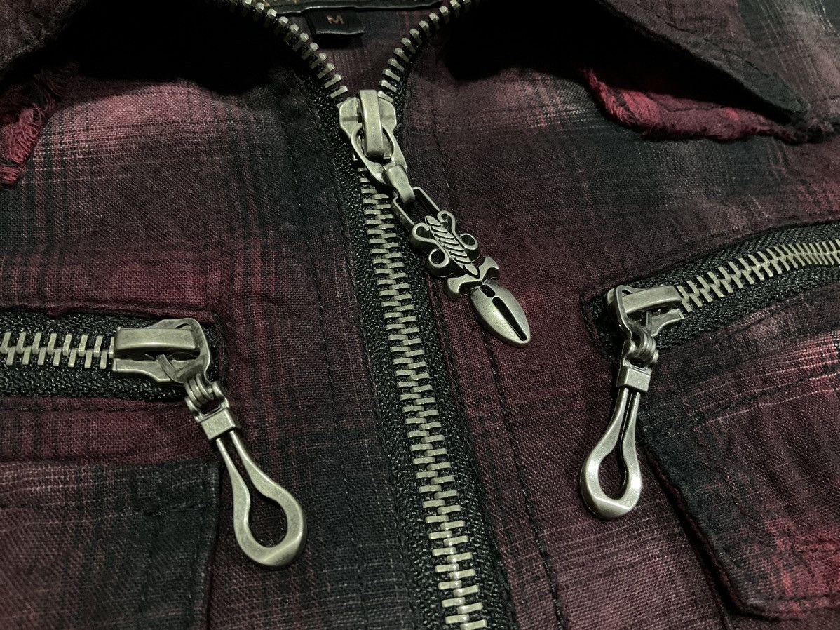 🔥Sick Y2K Spinalh Fray Flannel Dagger Zipper Shirt Goth Punk