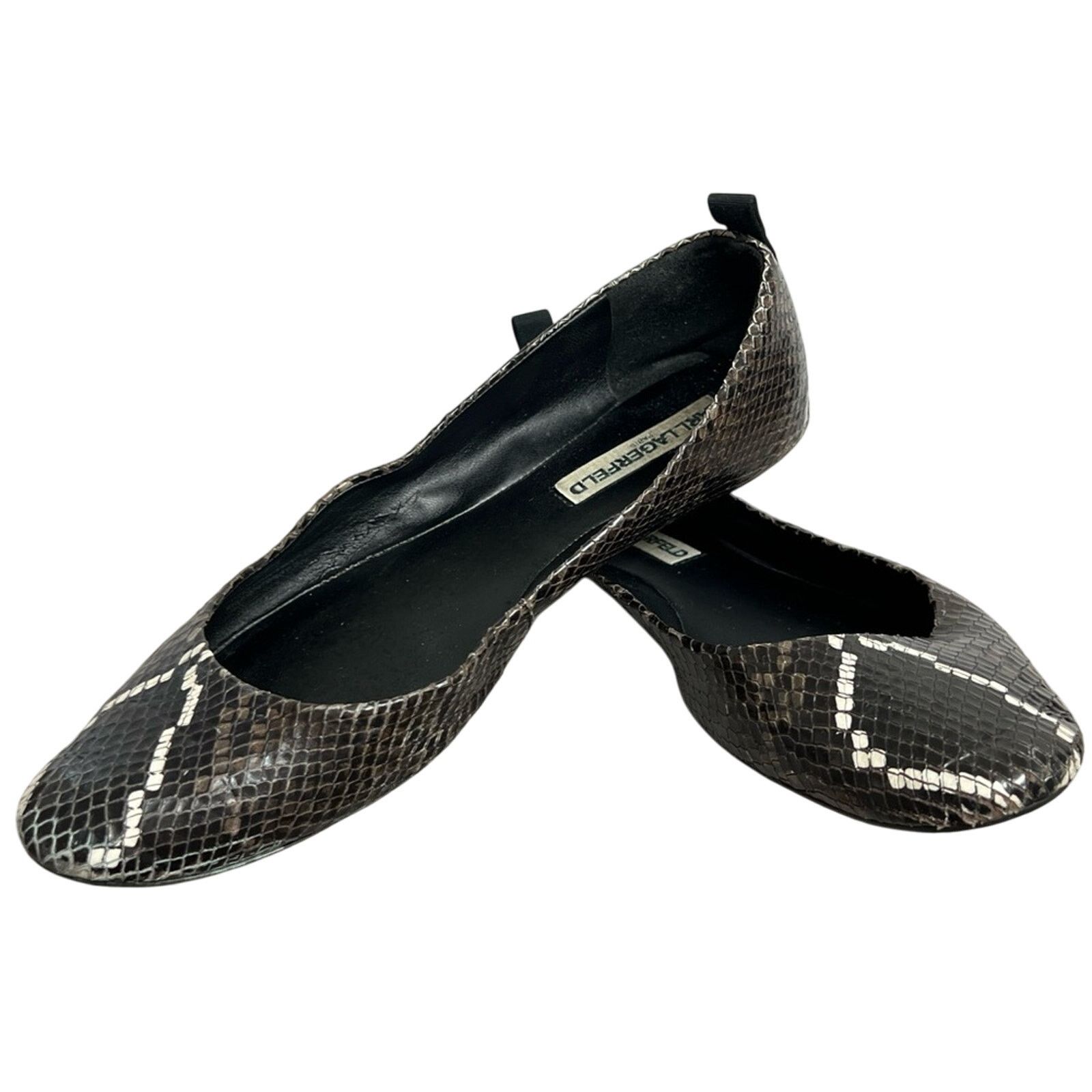 Karl Lagerfeld Karl Lagerfeld Vada Snakeskin Print Leather Ballet Flat 8.5 Size US 8.5 / IT 38.5 - 1 Thumbnail