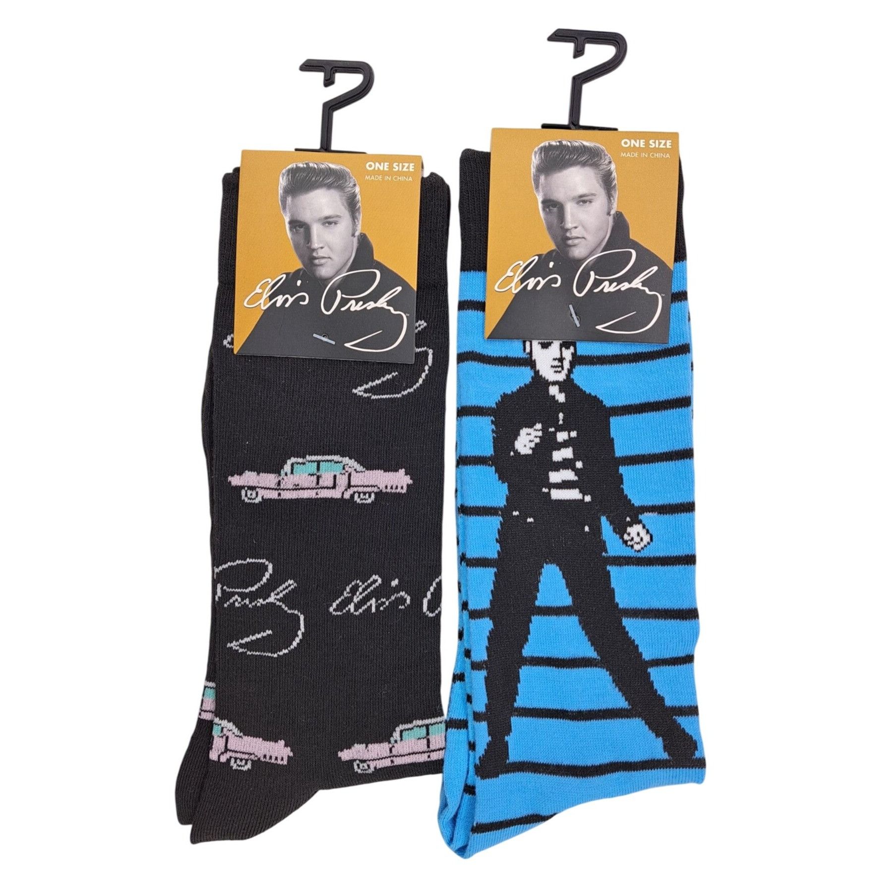 Other Elvis Presley Socks Pink Cadillac Black Blue 2 Pair One Size Size ONE SIZE - 1 Thumbnail
