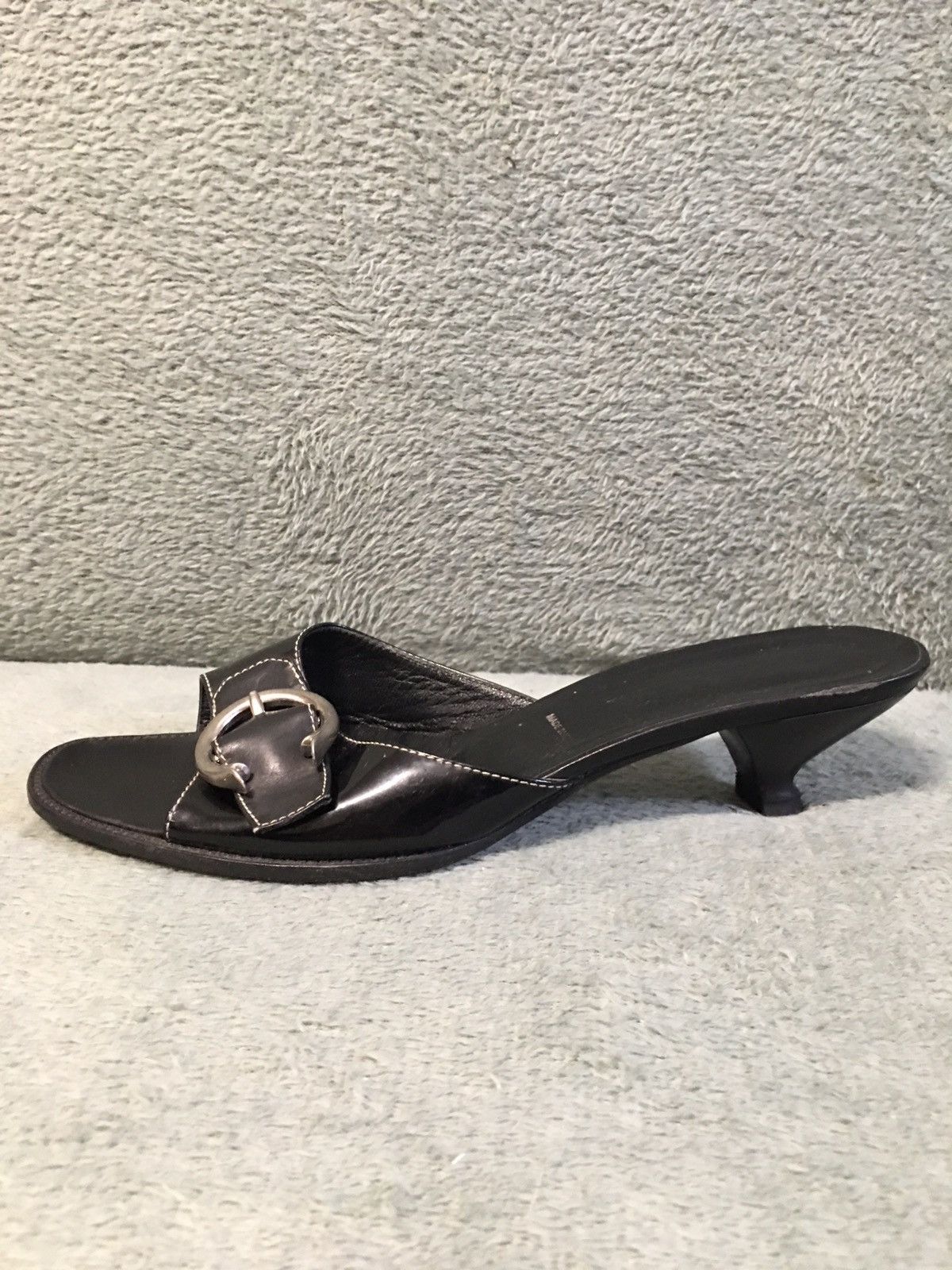 Prada PRADA Black Big Buckle Patent Leather Kitten Heels EU 40 Size US 10 / IT 40 - 9 Thumbnail